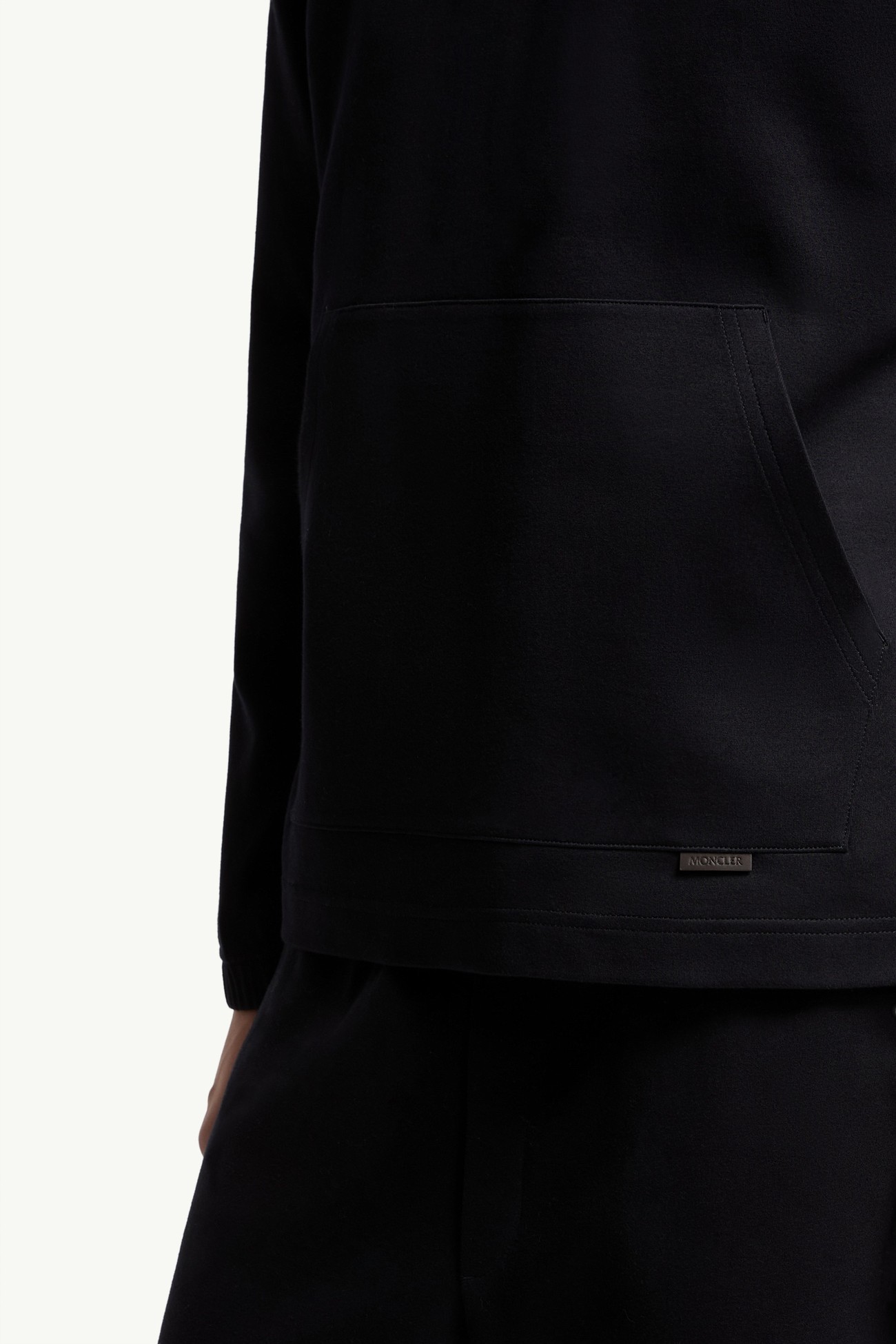 Leather Logo Cotton Blend Hoodie Men Dark Blue Moncler 5