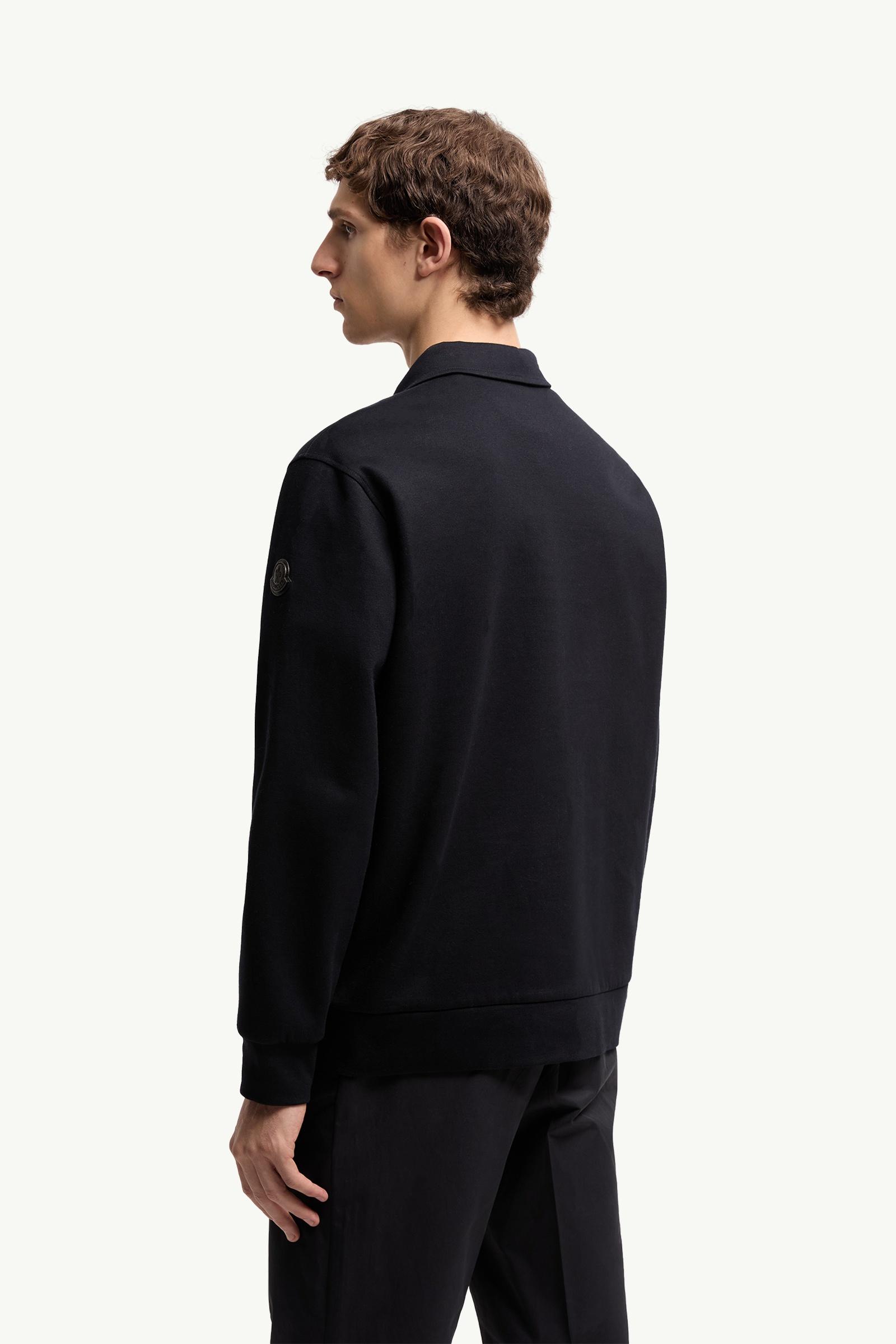 Dark Blue Leather Logo Cotton Blend Half-Zip Sweatshirt