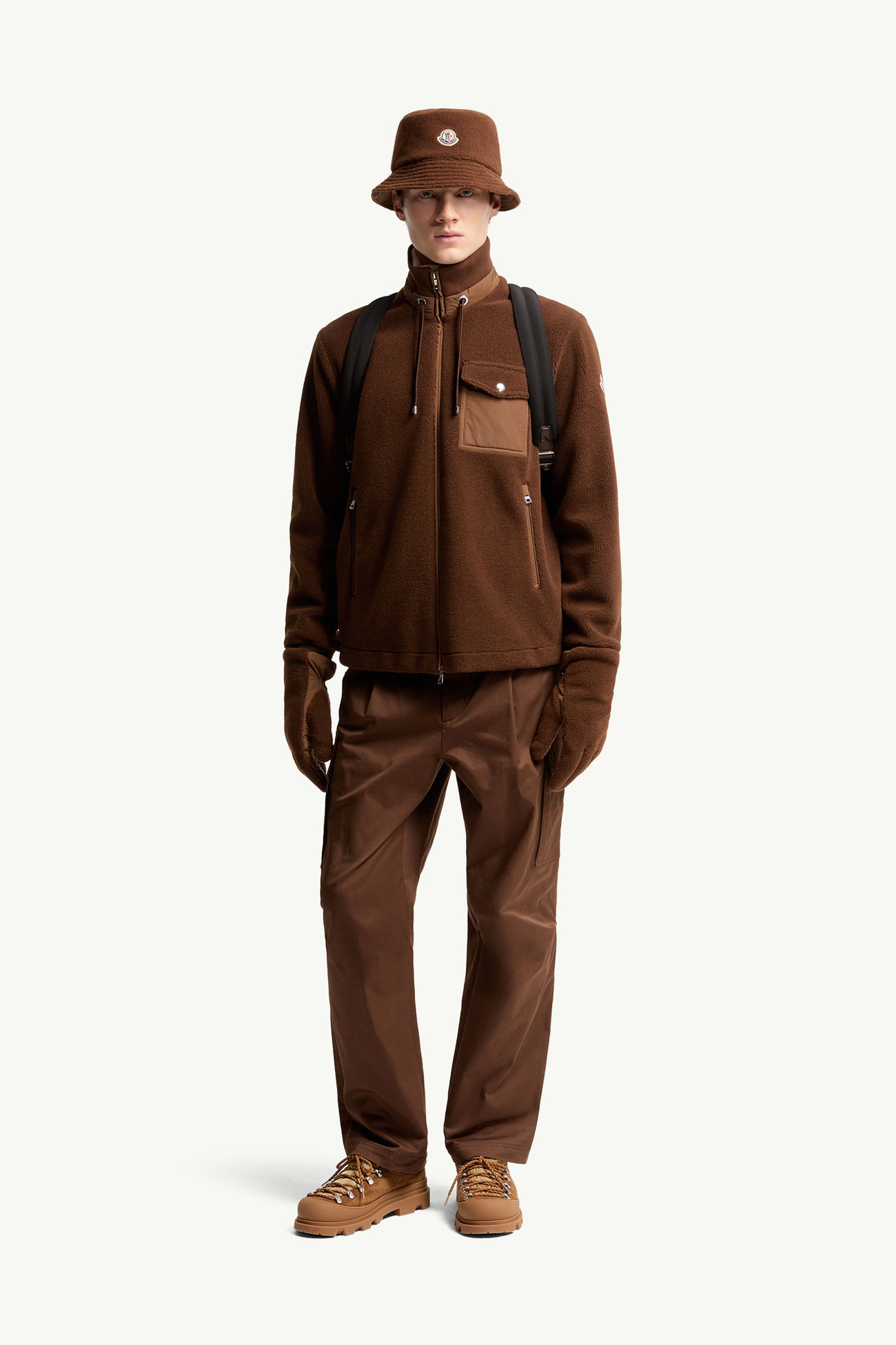 Wattierter Pullover aus Teddy mit Reißverschluss Herren Braun Moncler 0