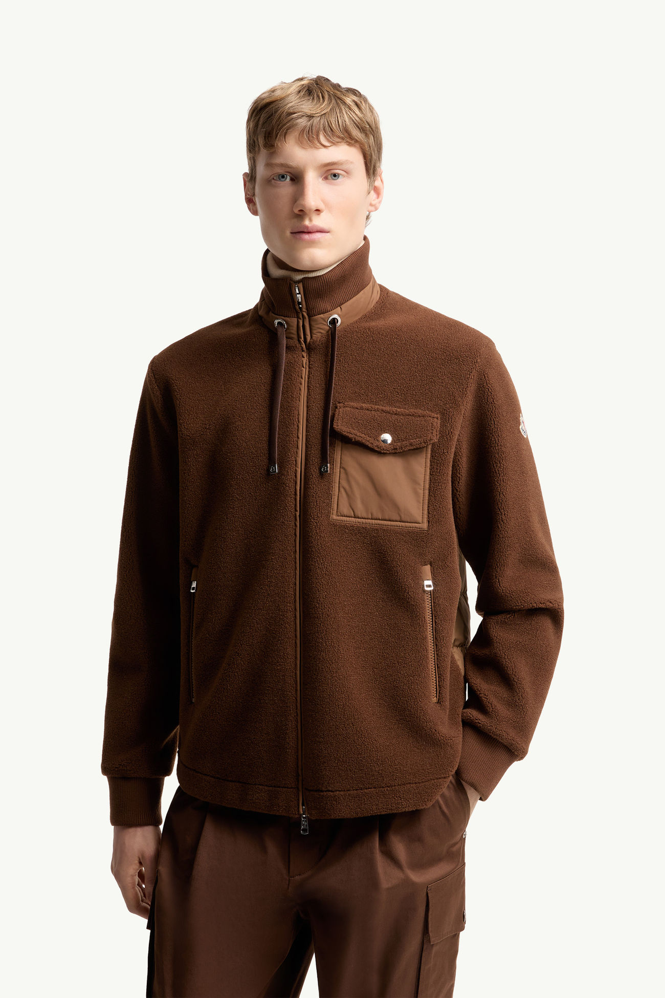 Sweat zippé en teddy matelassé Hommes Marron Moncler 3