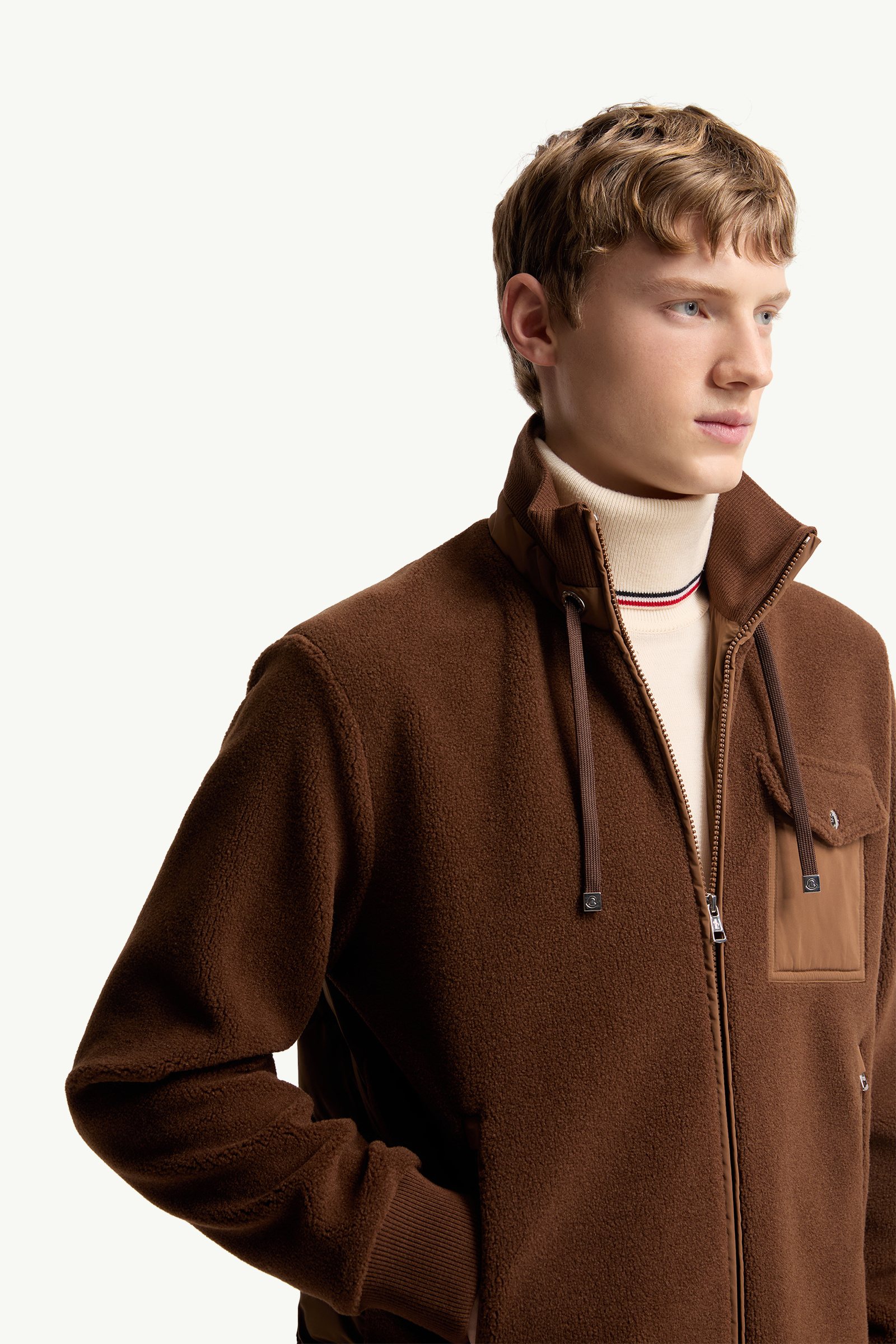 Brown Padded Teddy Zip-Up Sweatshirt - Sweatshirts for Men