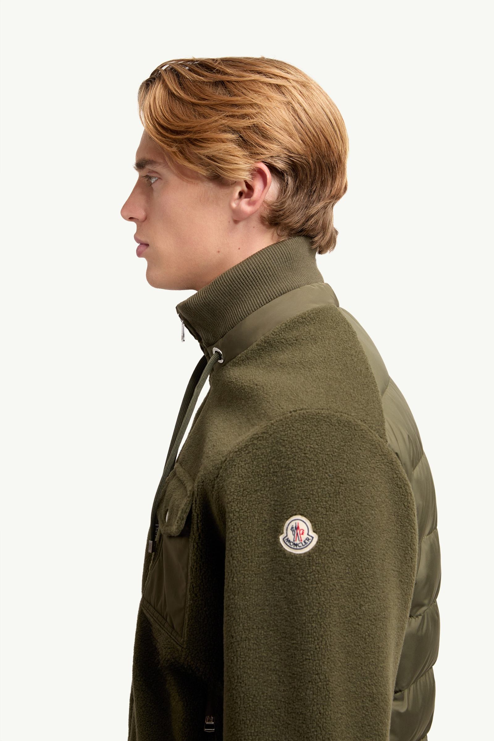 Olive Green Padded Teddy Zip-Up Sweatshirt - Sweatshirts for Men