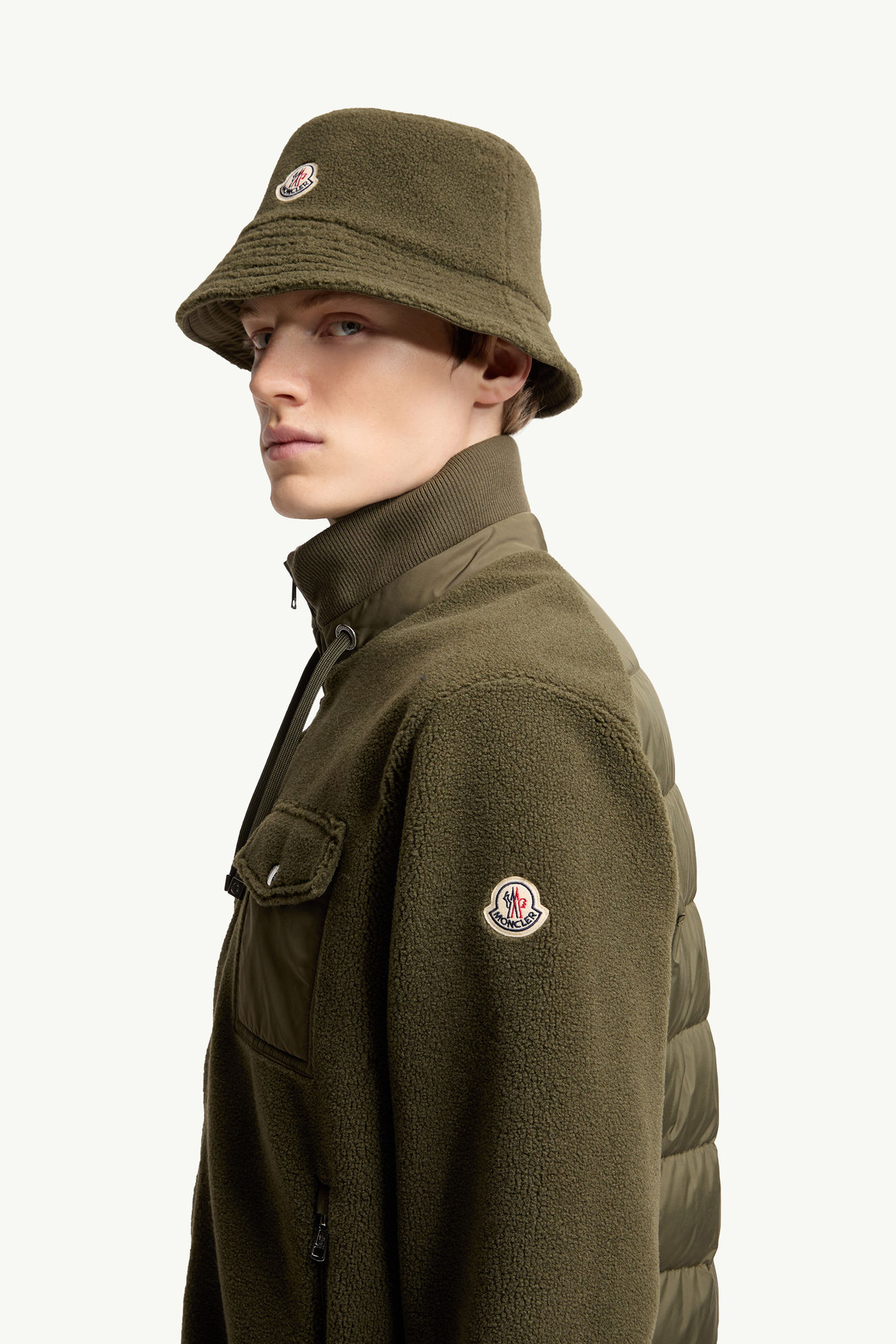 Wattiertes Zip-Up Sweatshirt Herren Olivgrün Moncler 1