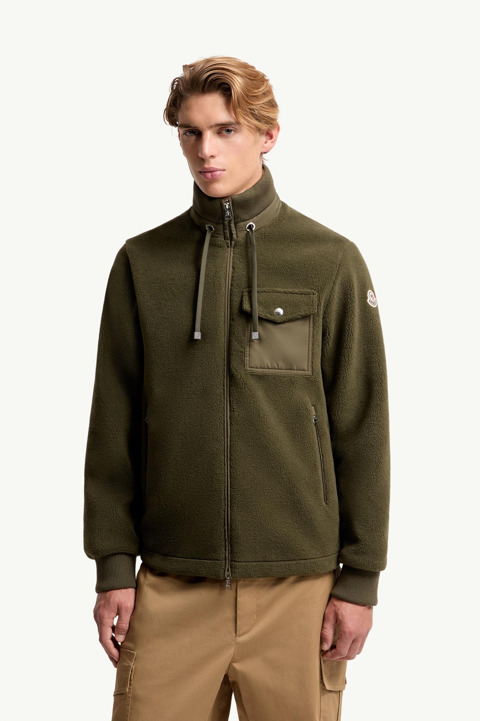 Olive Green Padded Teddy Zip-Up Sweatshirt - Sweatshirts for Men