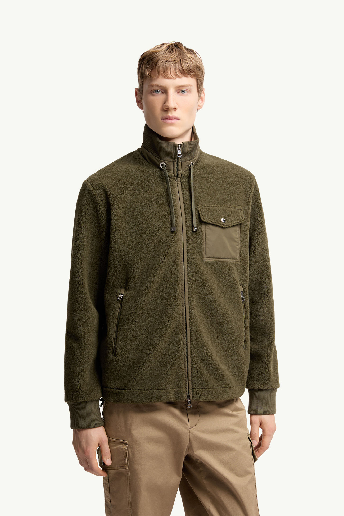 Sudadera acolchada con cremallera Hombre Verde Oliva Moncler 3