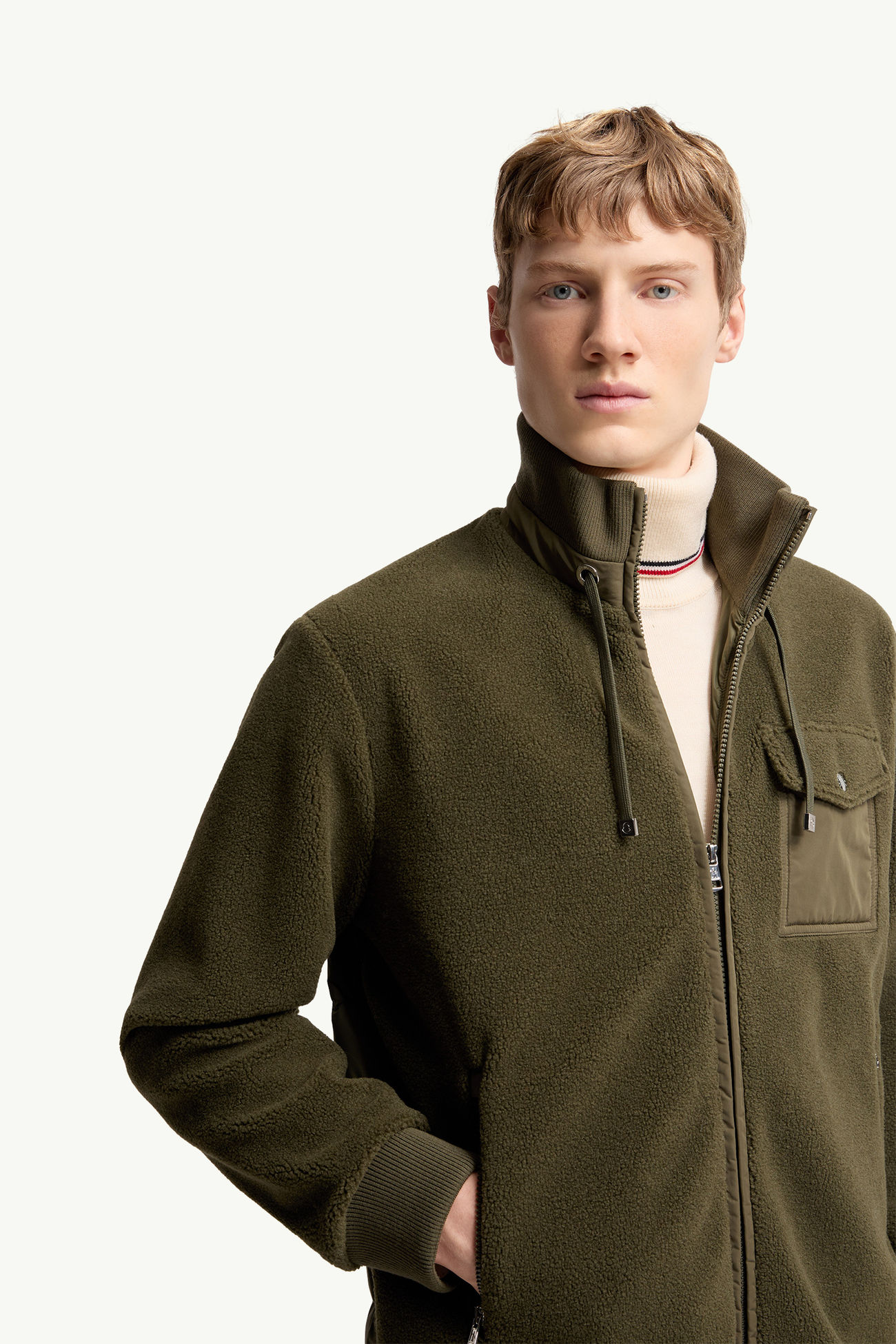 Felpa imbottita con zip Uomo Verde Oliva Moncler 5