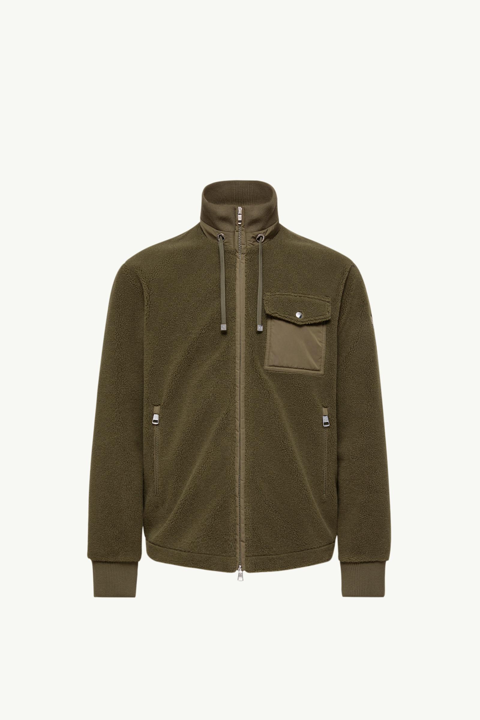 Olive Green Padded Teddy Zip-Up Sweatshirt - Sweatshirts for Men