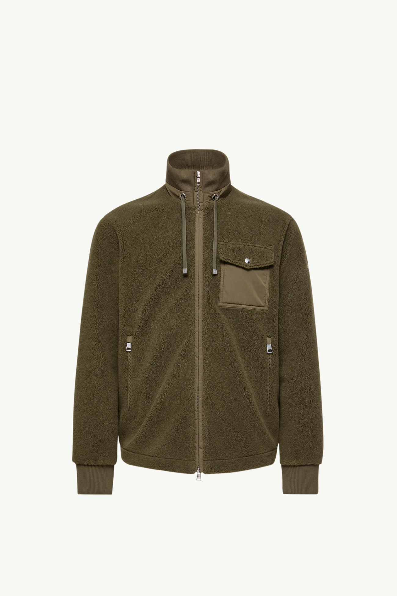 Sweat zippé en teddy matelassé Hommes Vert Olive Moncler 2