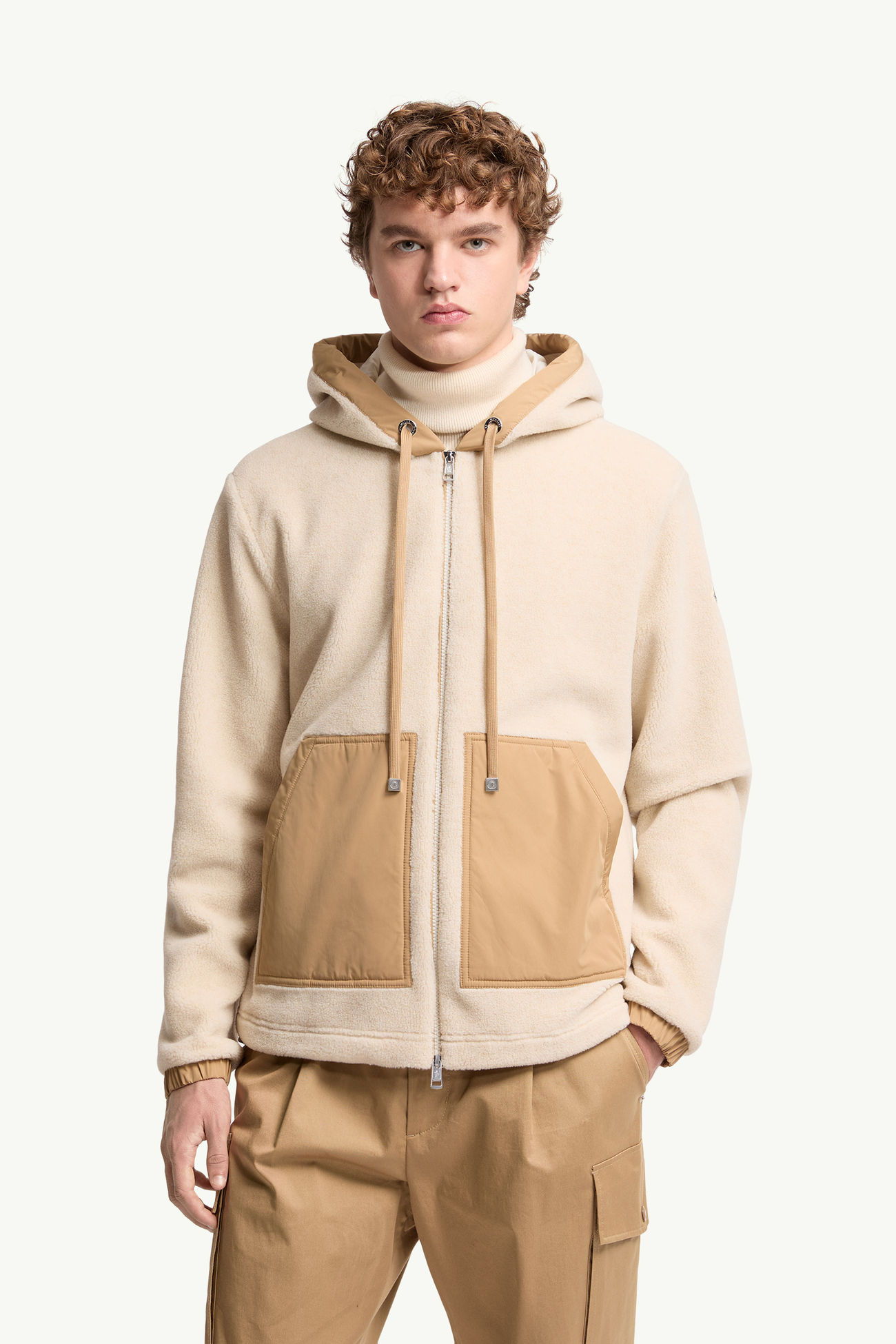 泰迪布拉鏈連帽衫 男士 淺米色 Moncler 3