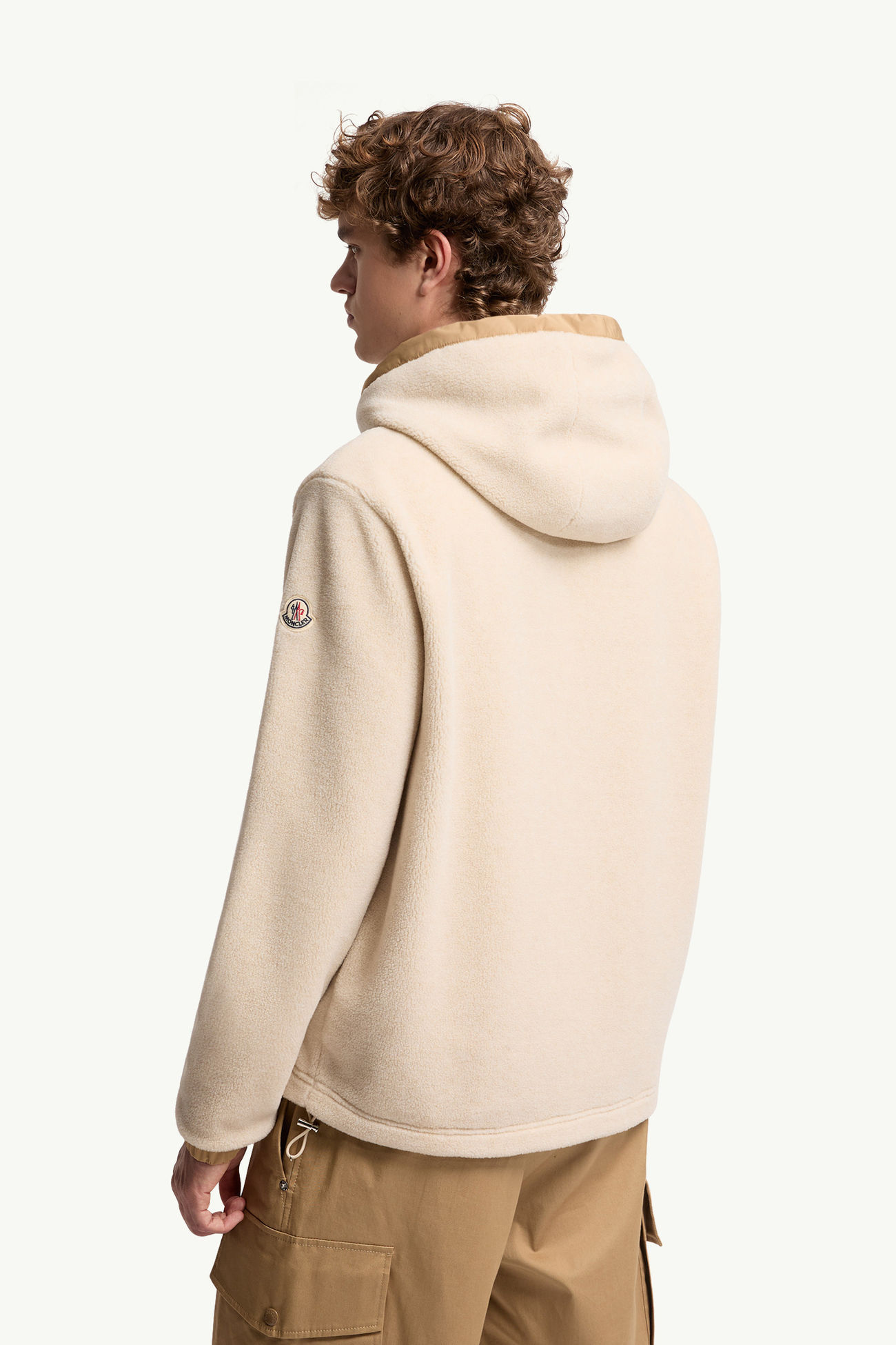 Kapuzenpullover aus Teddystoff mit Reißverschluss Herren Hellbeige Moncler 4