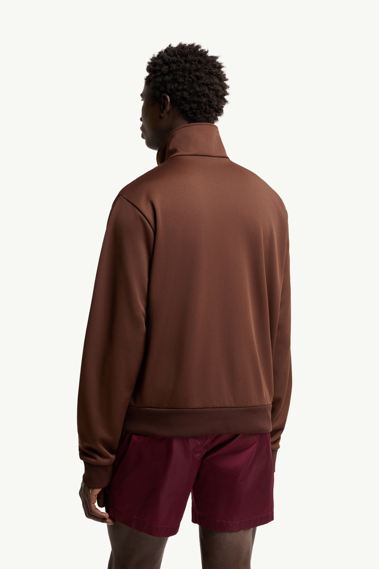 Felpa dolcevita con zip e impunture Uomo Marrone Moncler 4