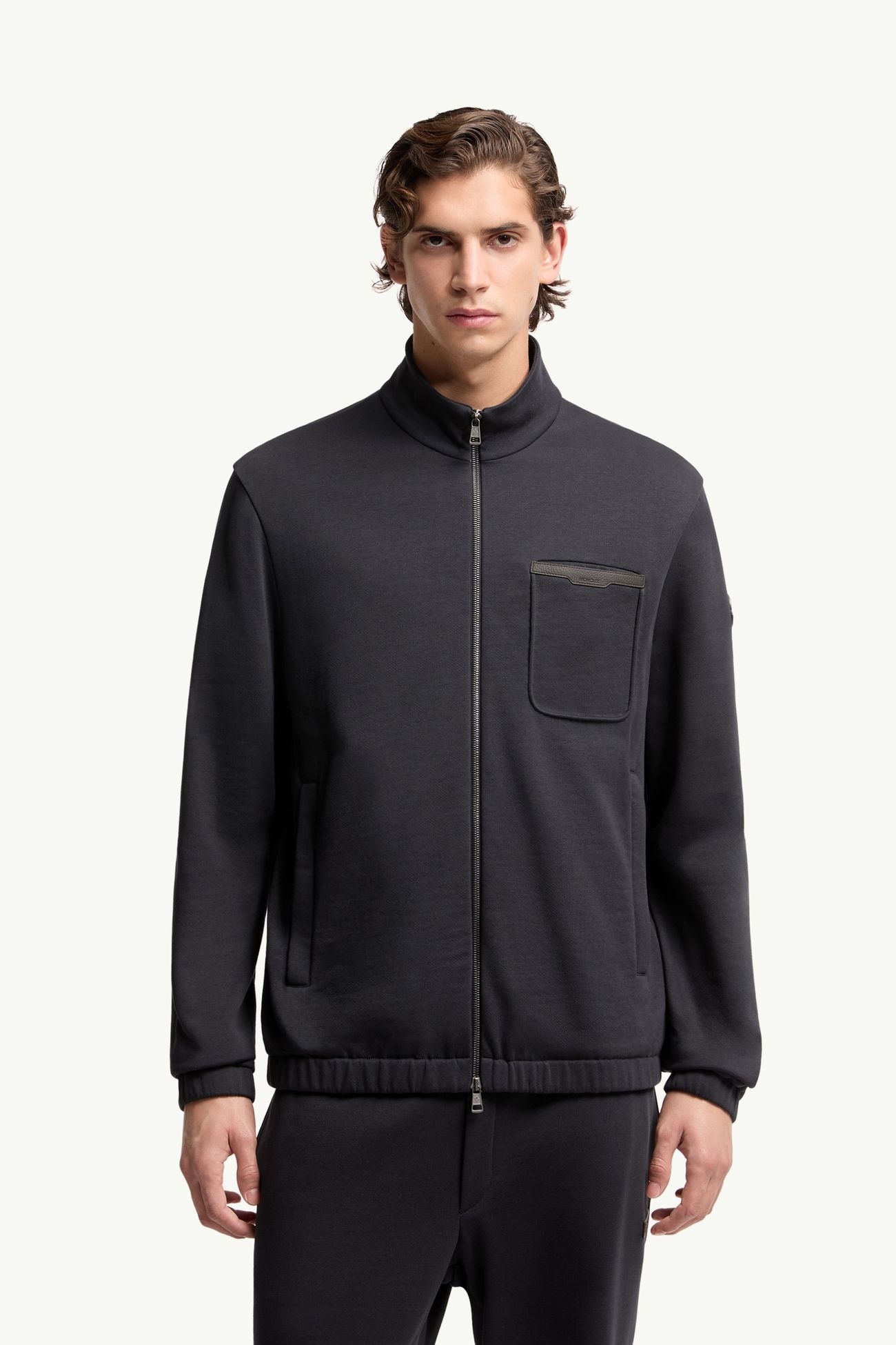 棉質混紡拉鏈衛衣 男士 深藍色 Moncler 3