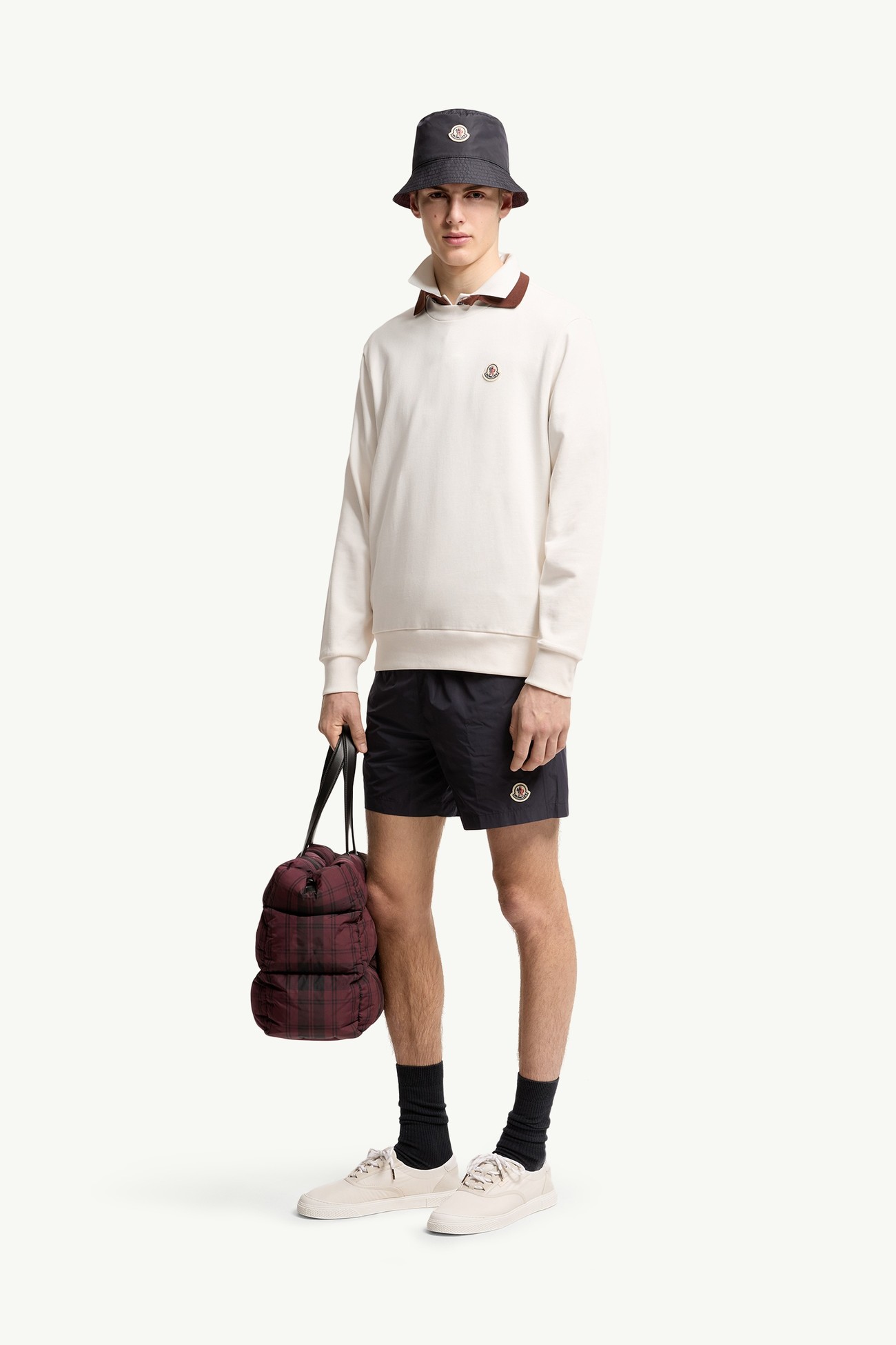 Sudadera de algodón con parche con logotipo Hombre Blanco Moncler 0