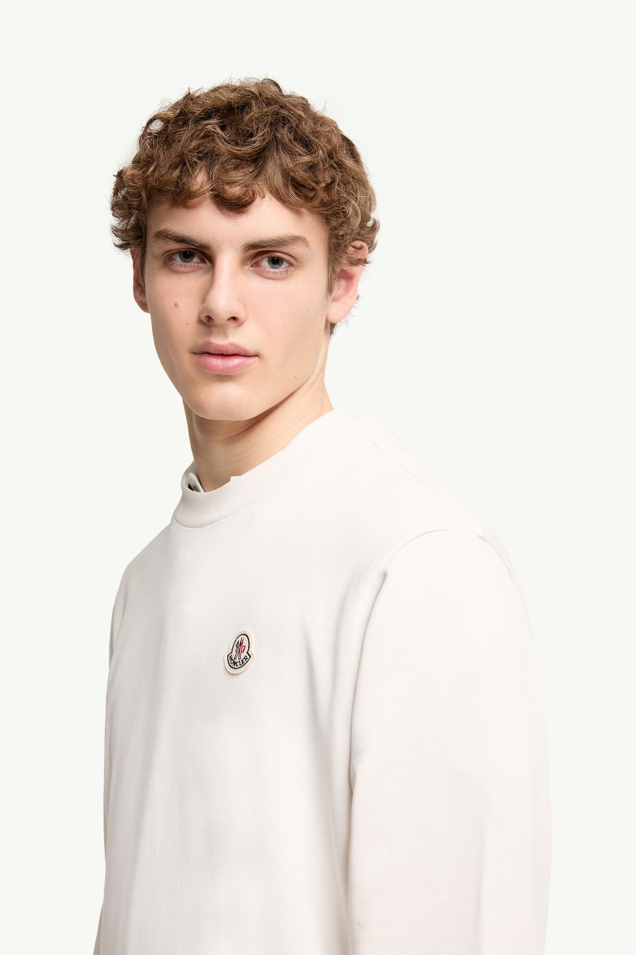 Sudadera de algodón con parche con logotipo Hombre Blanco Moncler 1