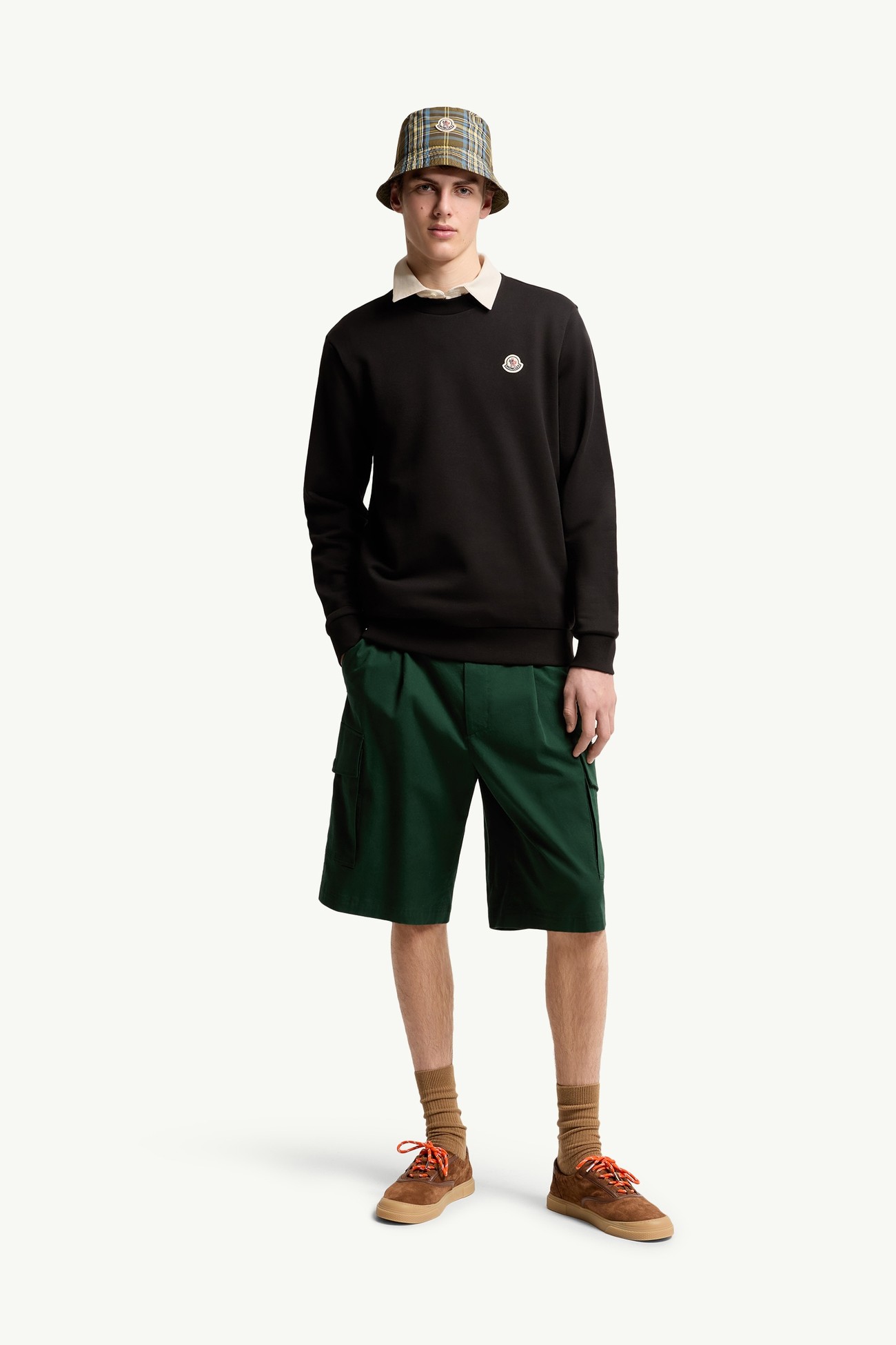 Sweat en coton à empiècement logo Hommes Noir Moncler 0