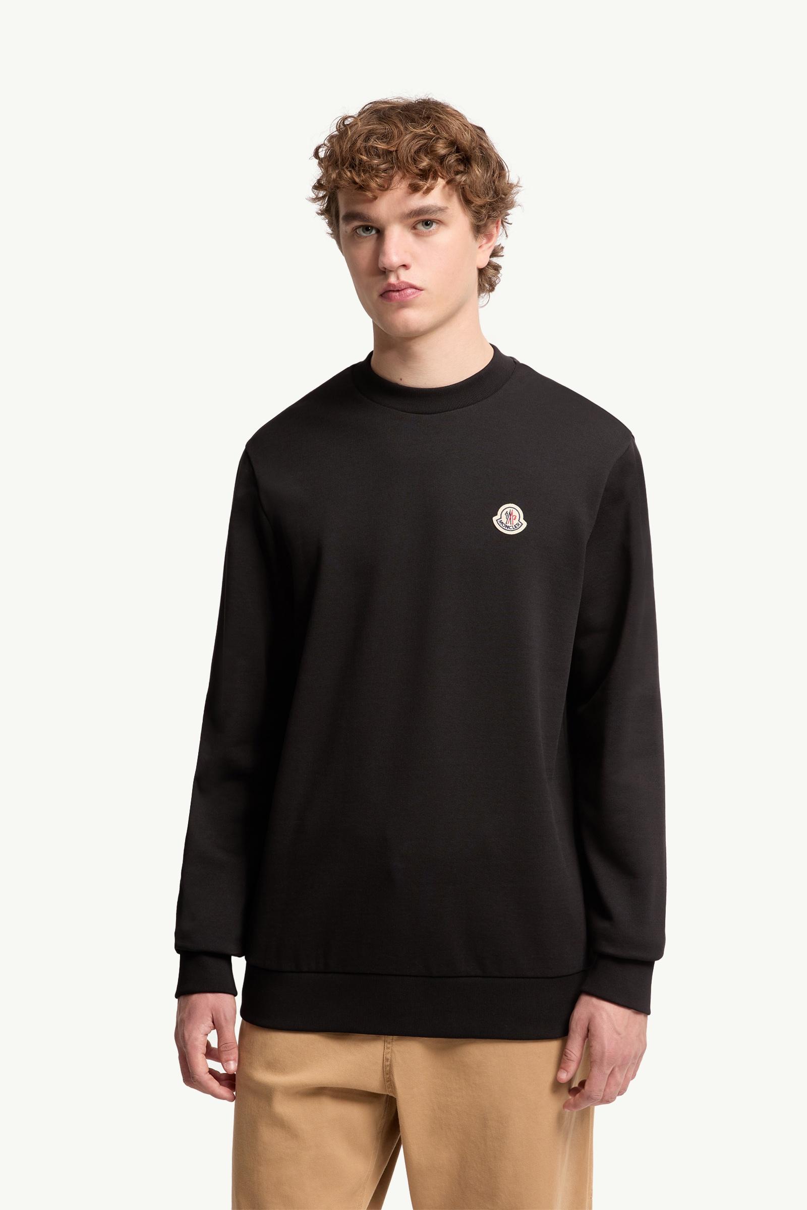 Black Logo Patch Cotton Sweatshirt - Sweatshirts for Men | Moncler US