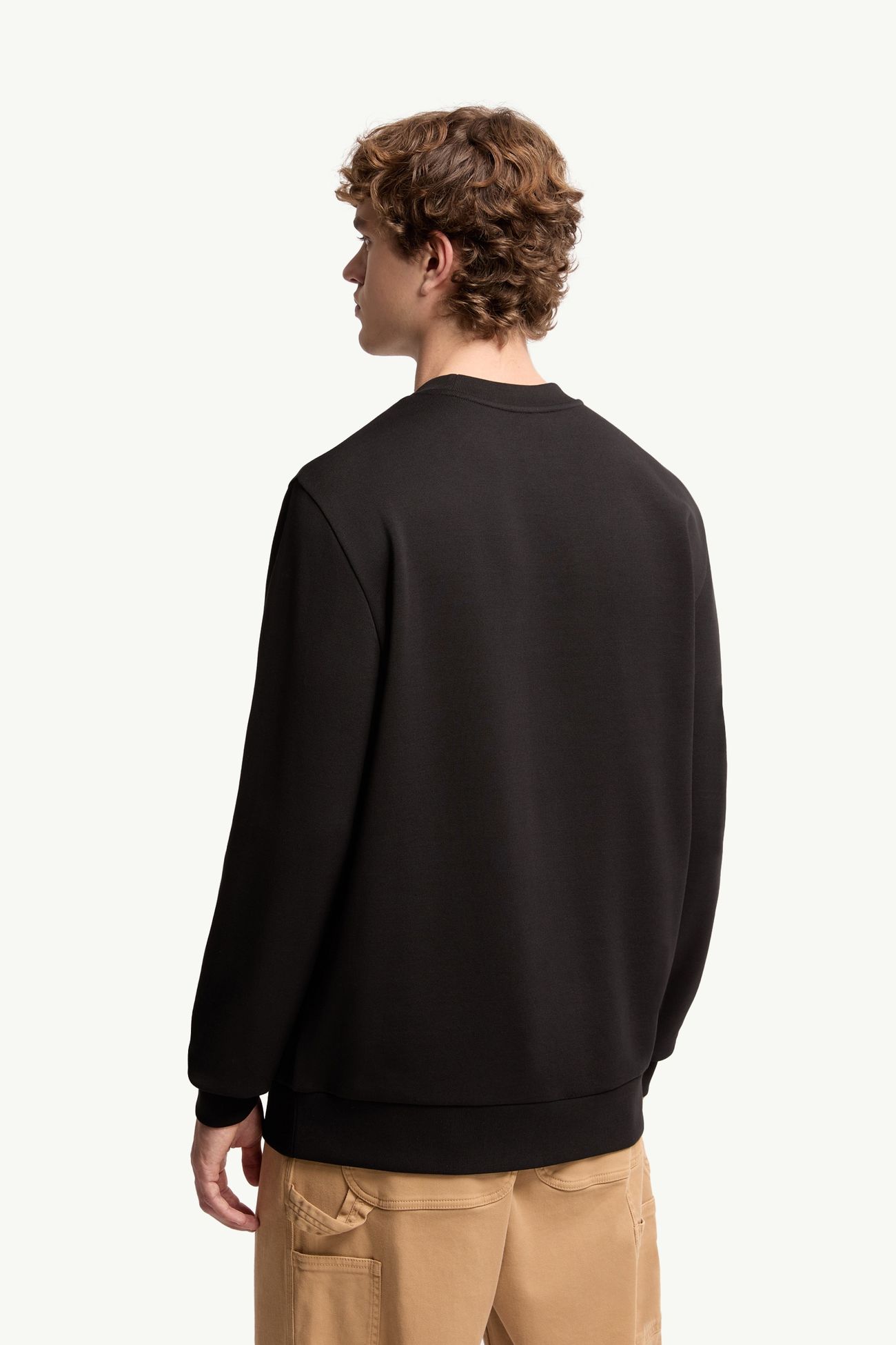 Felpa con patch logato in cotone Uomo Nero Moncler 4