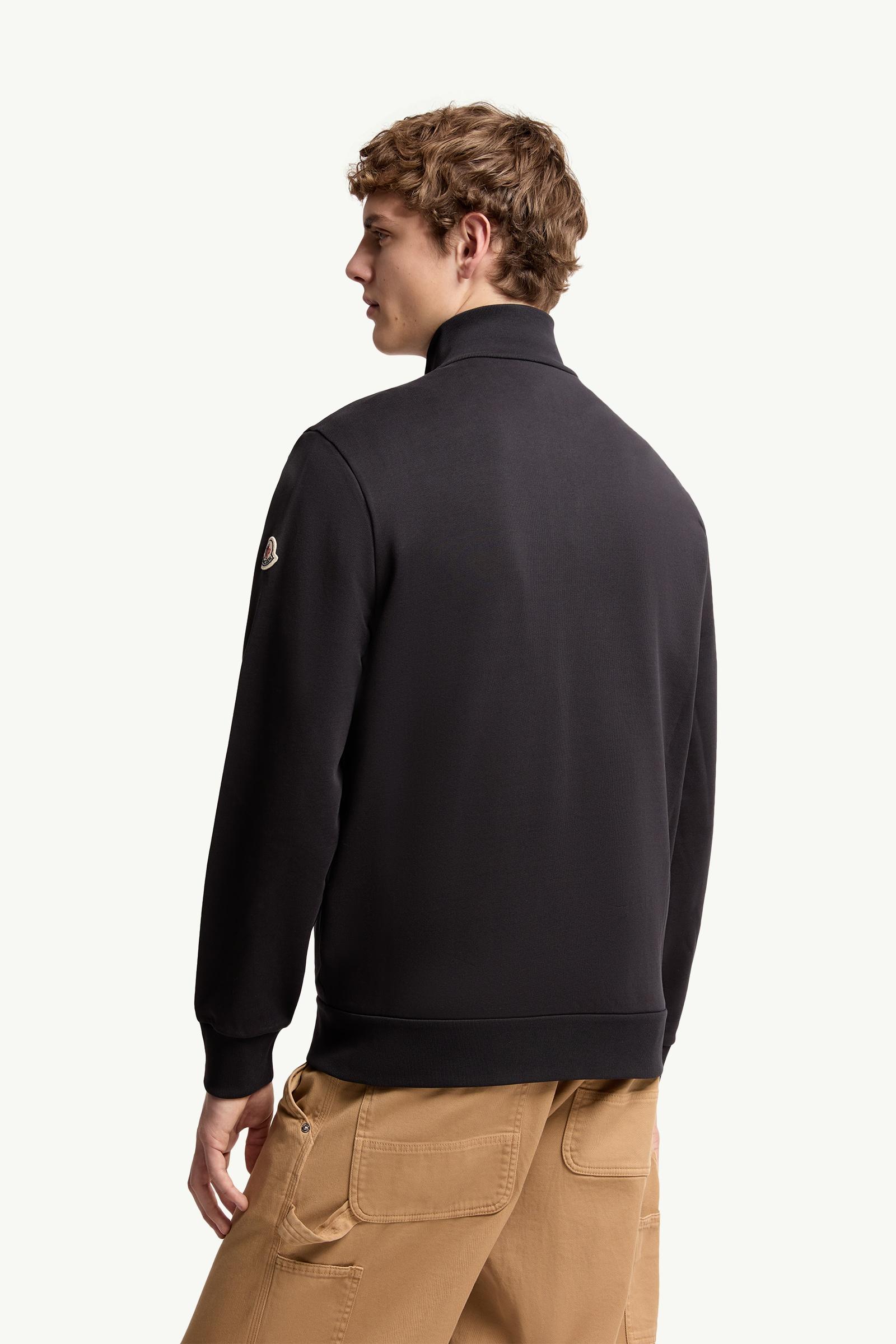 Night Blue Tricolour-Trimmed Cotton Zip-Up Sweatshirt
