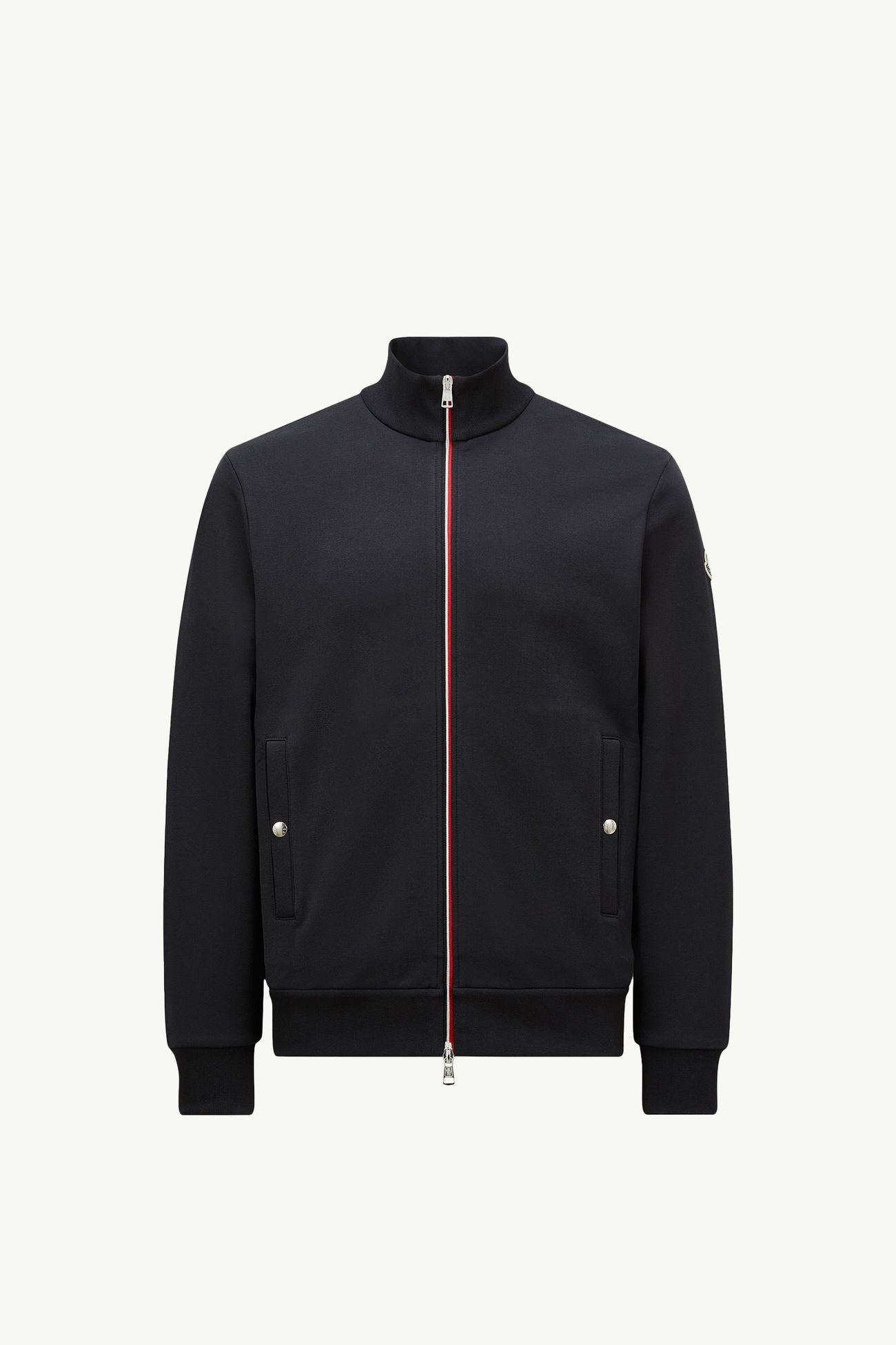 Tricolour-Trimmed Cotton Zip-Up Sweatshirt Men Night Blue Moncler 2