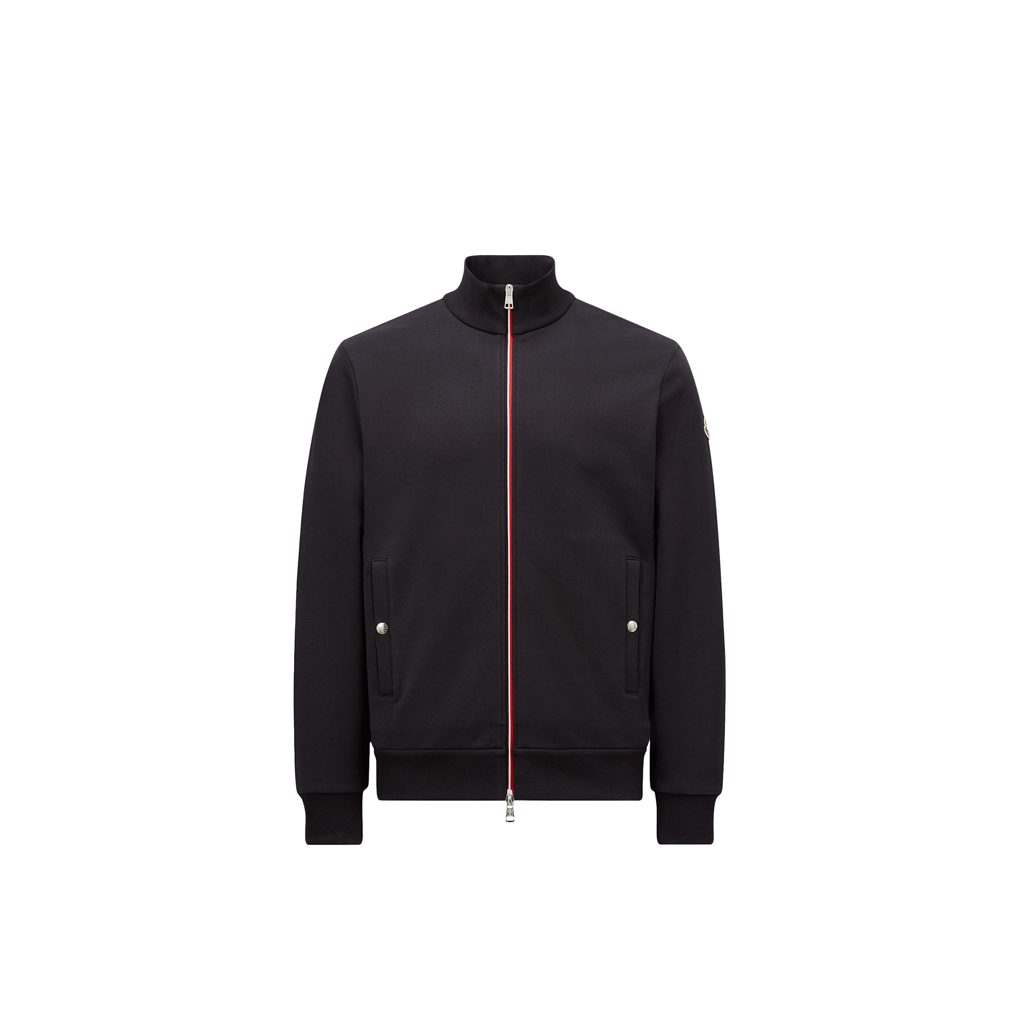 Moncler   Tricolour-Trimmed Cotton Zip-Up Sweatshirt for Men in Blue, Size: Xxl