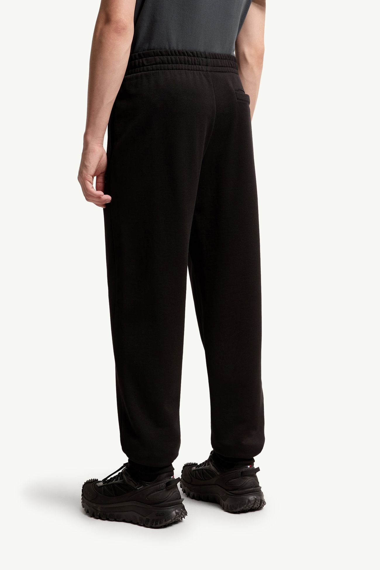 Logo Cotton Fleece Sweatpants Men Black Moncler 4