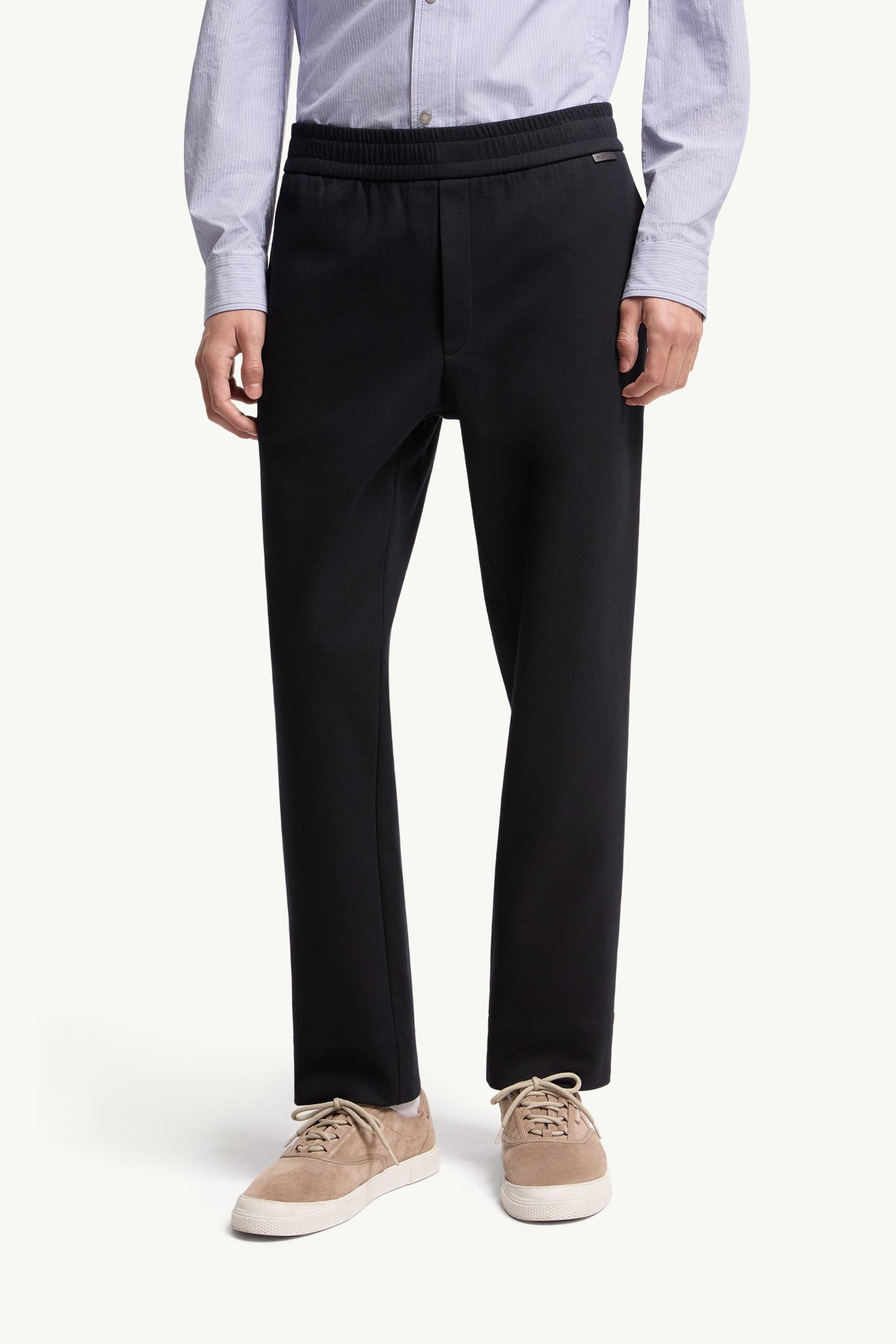 MONCLERズボン(um) Dark Blue Leather Logo Cotton Blend Sweatpants - Pants & Shorts