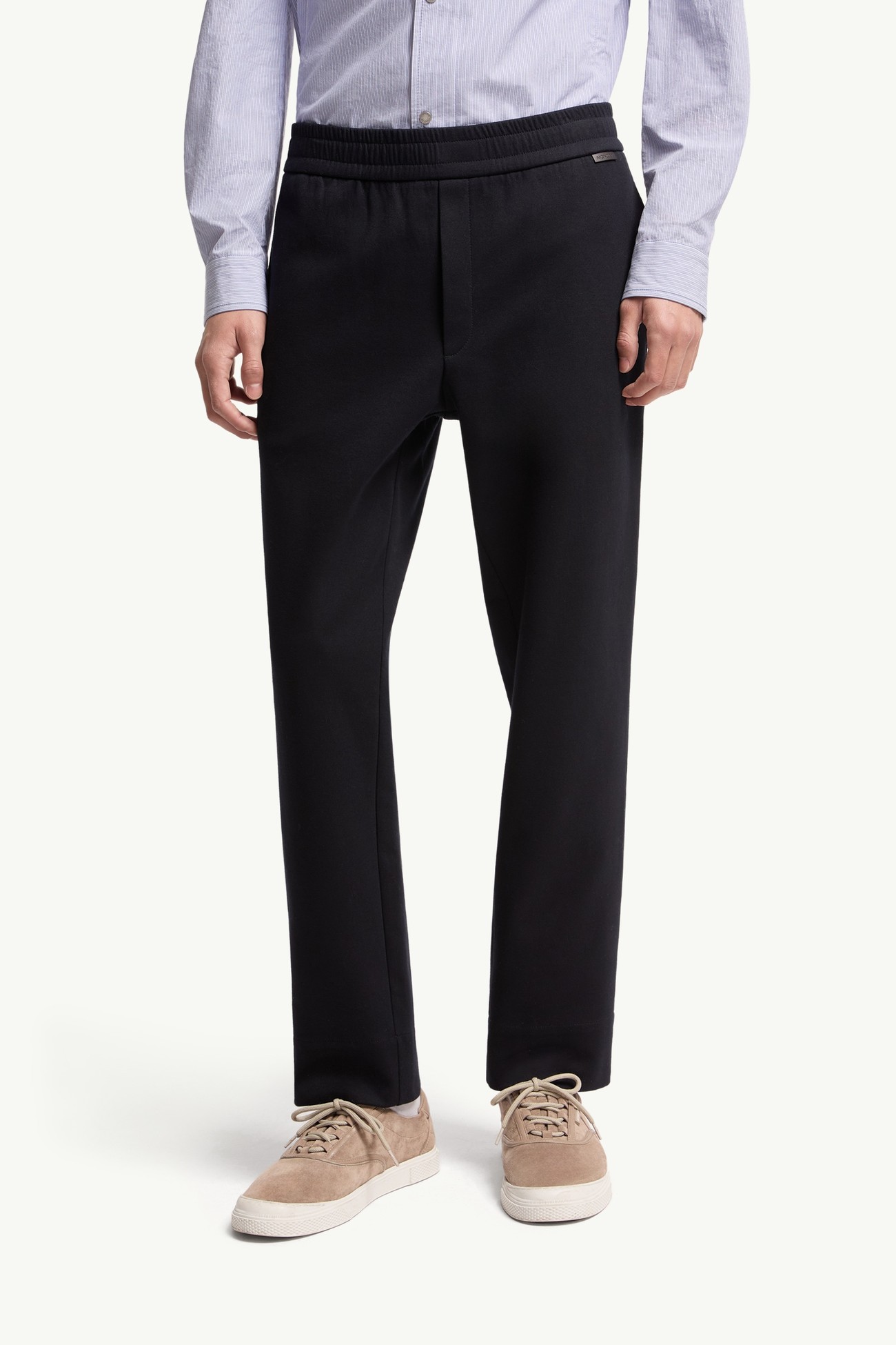 Leather Logo Cotton Blend Track Pants Men Dark Blue Moncler 3