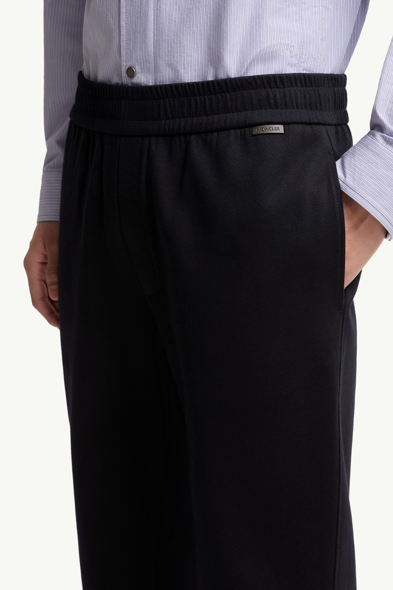 Pantalones deportivos de mezcla de algodón con logotipo de piel Hombre Azul oscuro Moncler 6