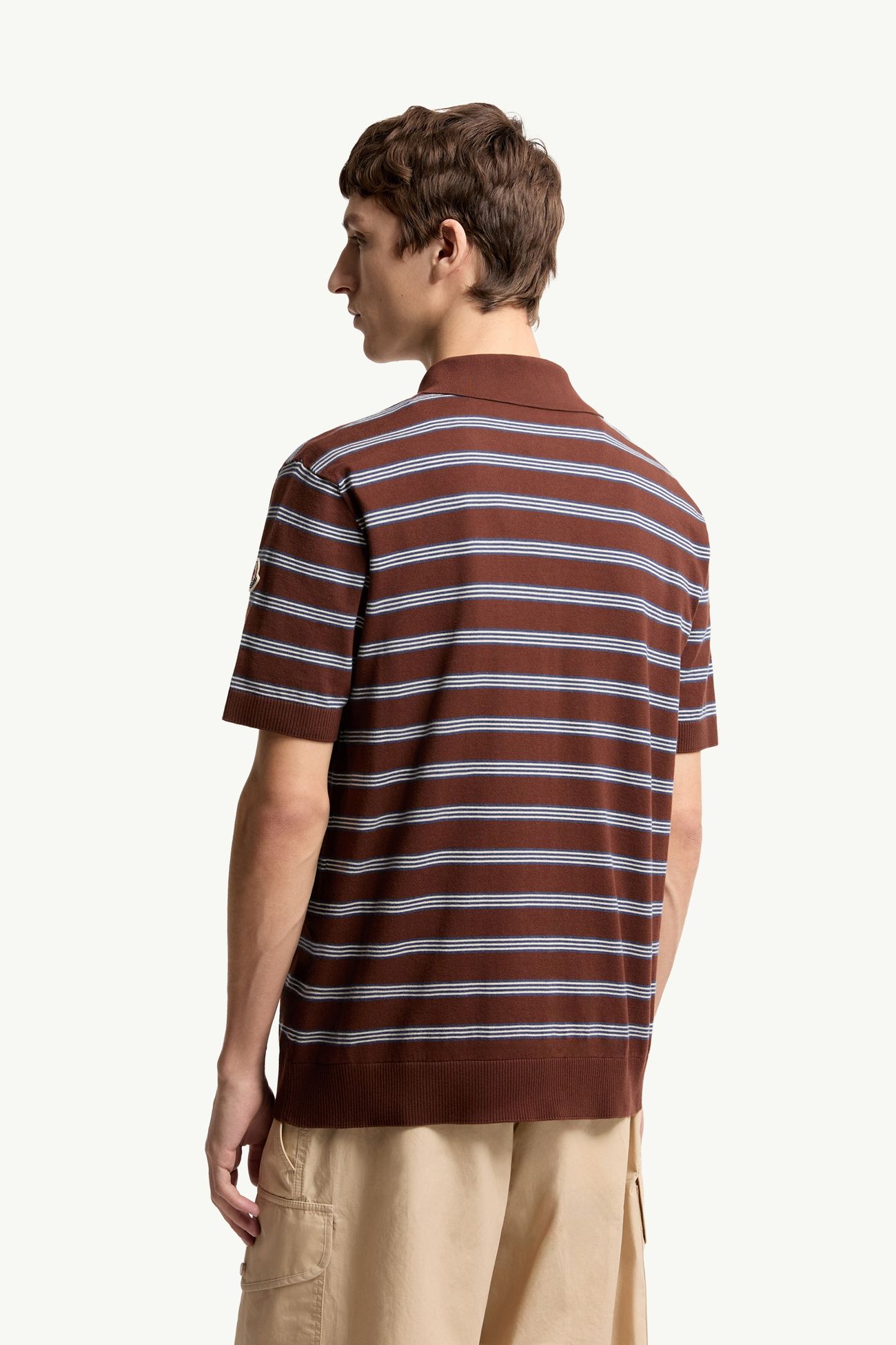 Polo en coton rayé Hommes Bleu & Marron Moncler 4