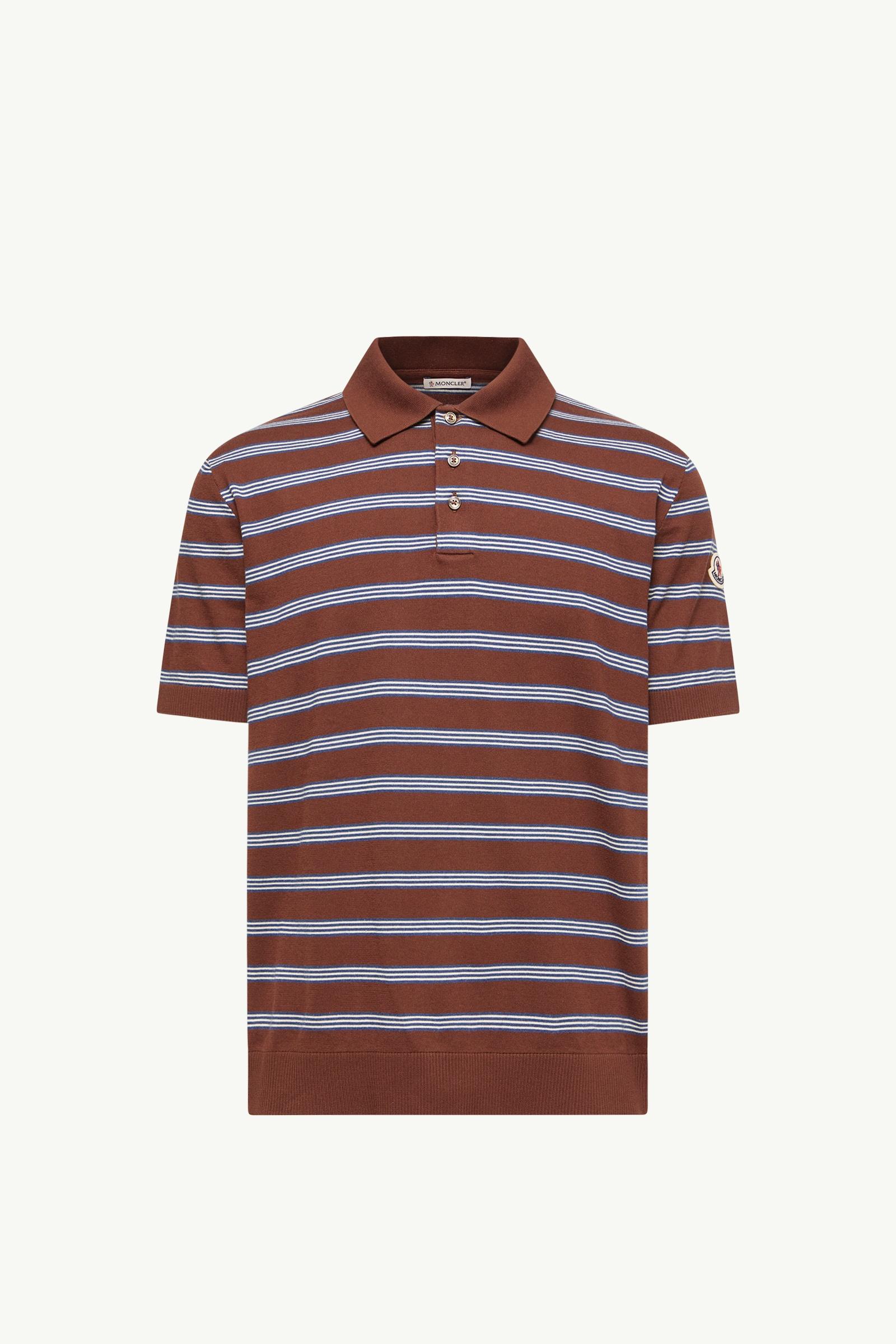 Gestreiftes Poloshirt aus Baumwolle Herren Blau & Braun Moncler, 1 of 0