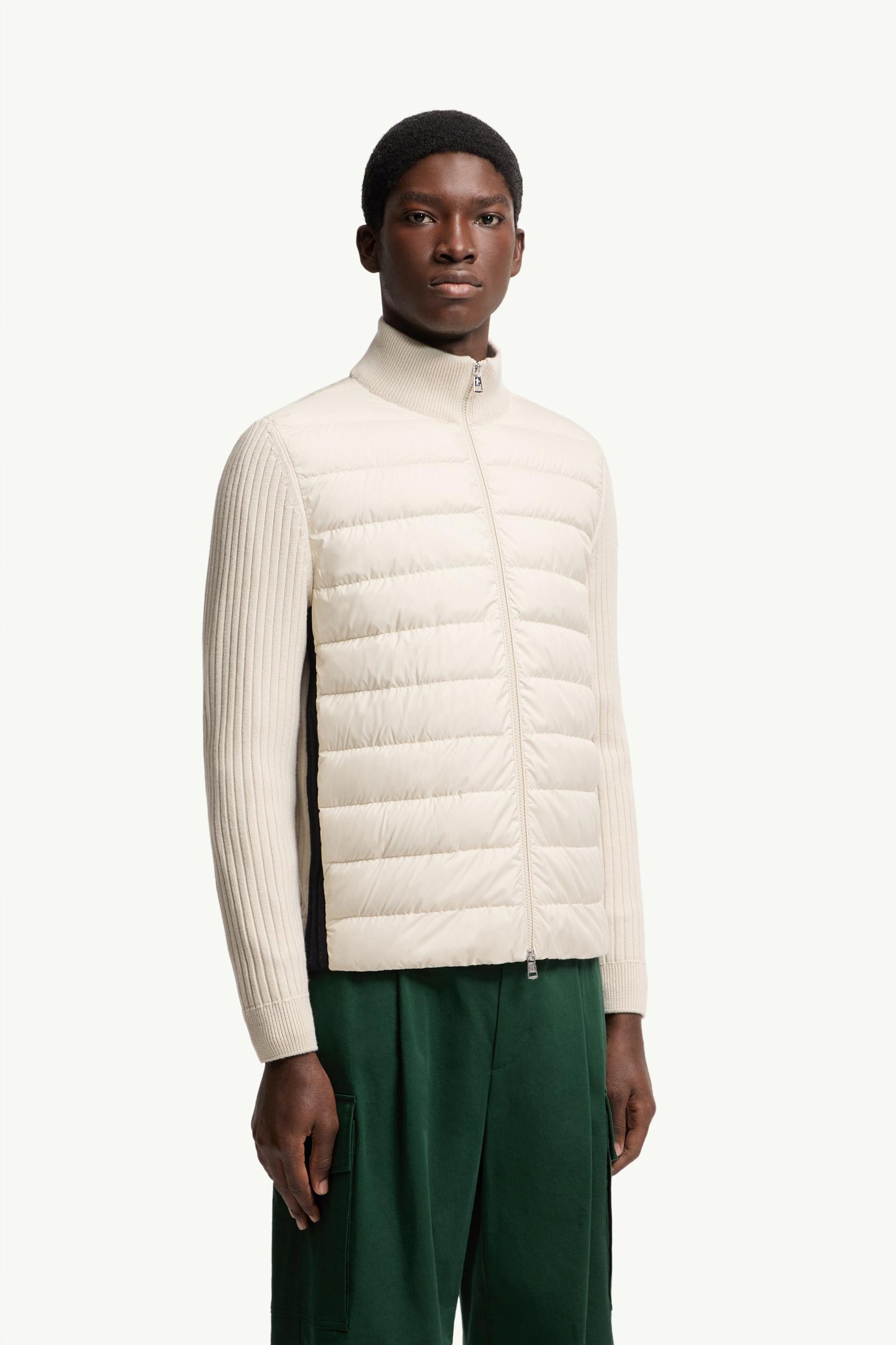 White Ivory Padded Wool Zip-Up Cardigan - Sweaters & Cardigans for
