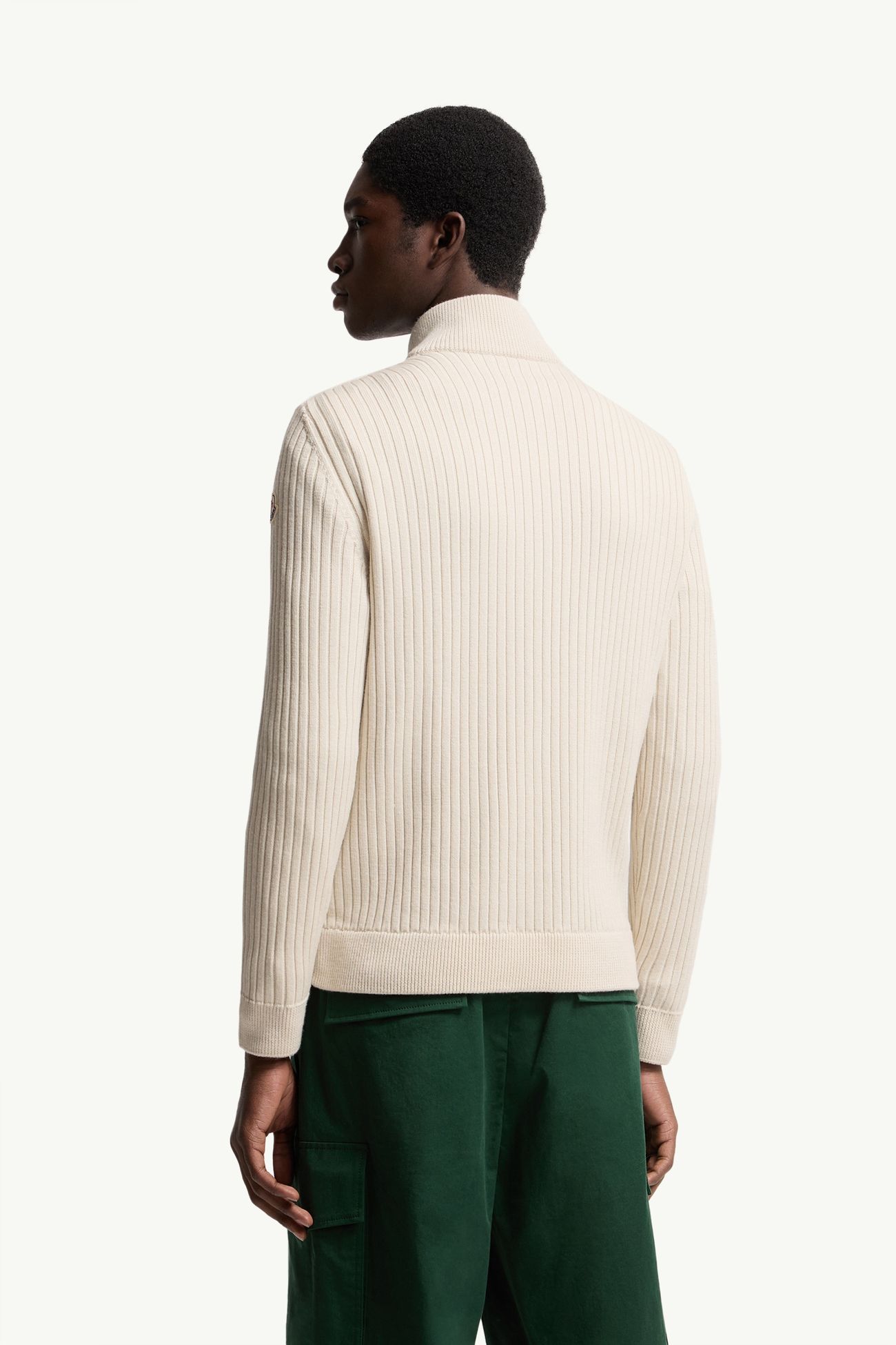 Padded Wool Zip-Up Cardigan Men White Ivory Moncler 4