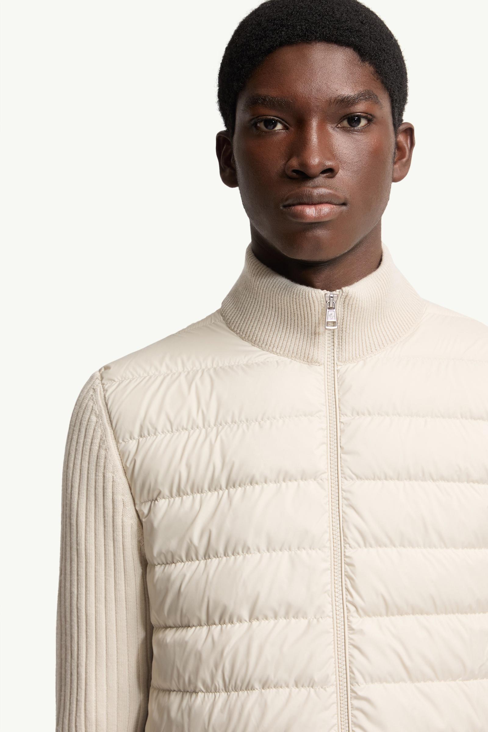 White Ivory Padded Wool Zip-Up Cardigan - Sweaters & Cardigans for