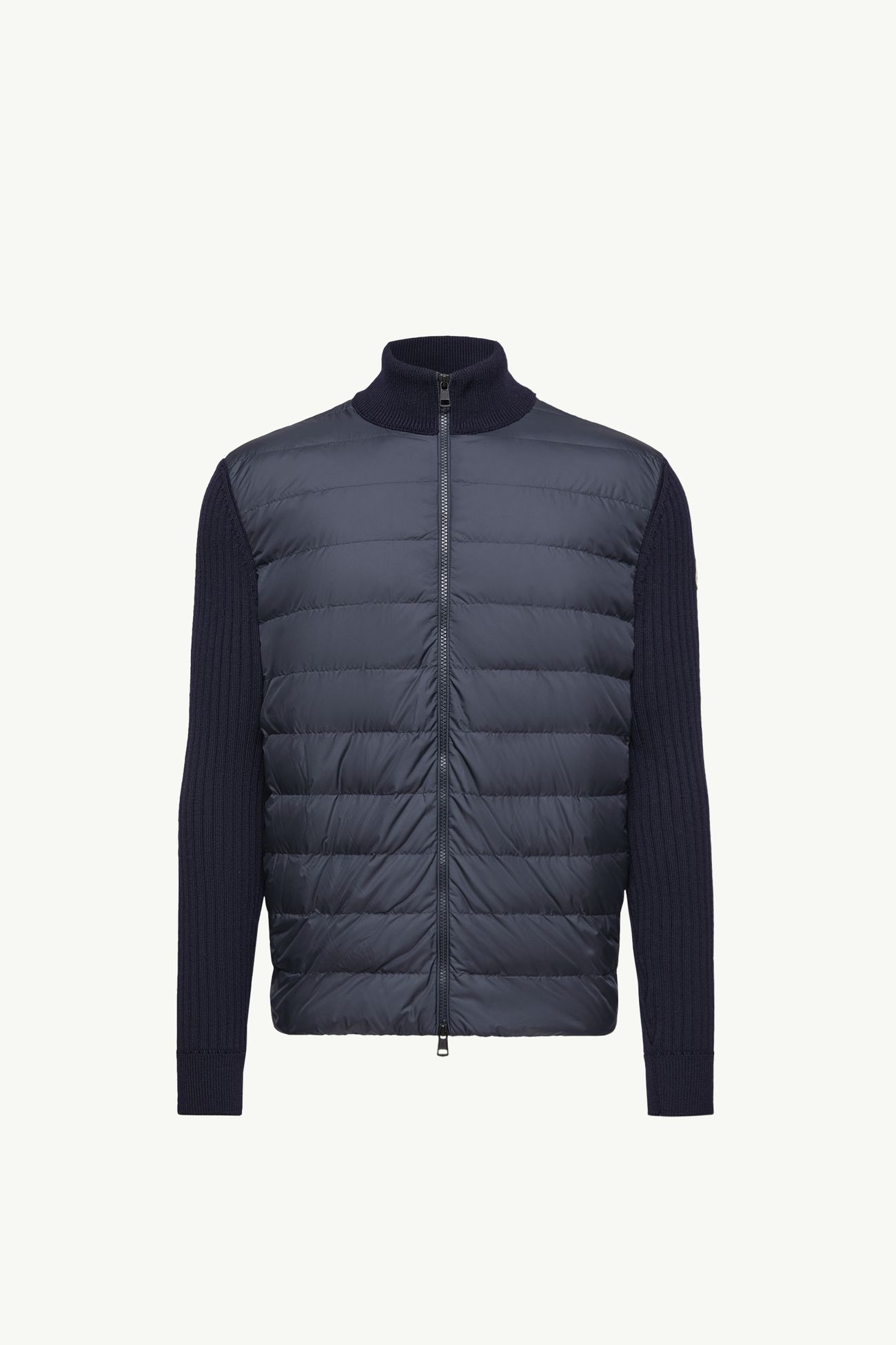 Cardigan zippé matelassé en laine Hommes Bleu marine Moncler 2