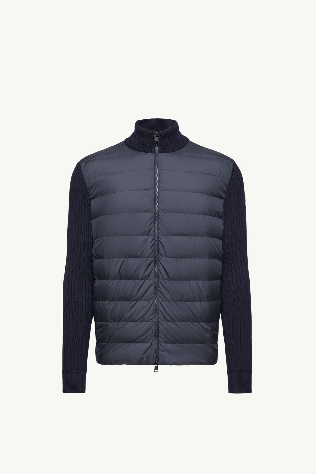 Padded Wool Zip-Up Cardigan Men Navy Blue Moncler 2