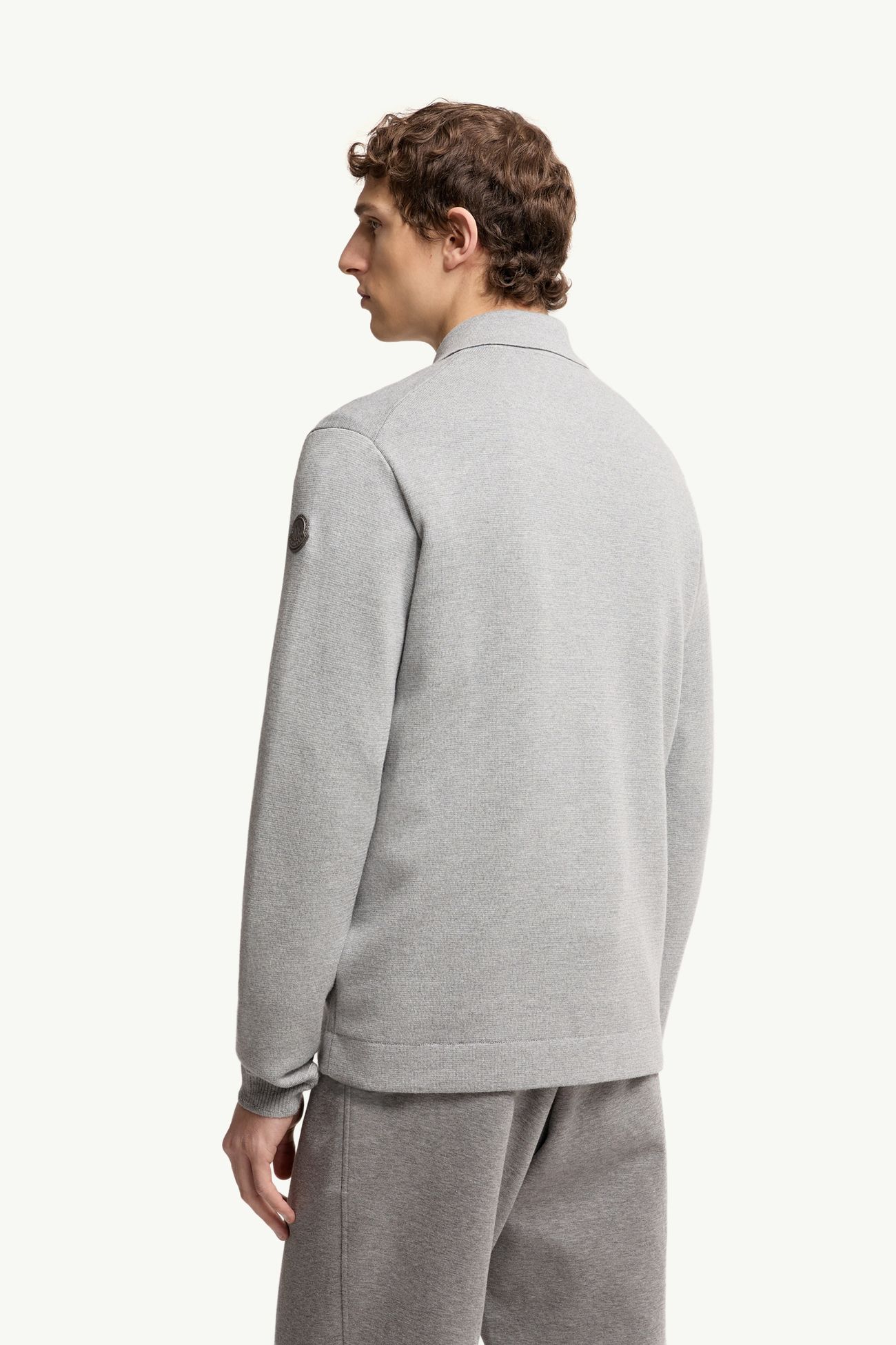 Strickjacke aus Wolle mit Reißverschluss und Lederlogo Herren Grau Moncler 4