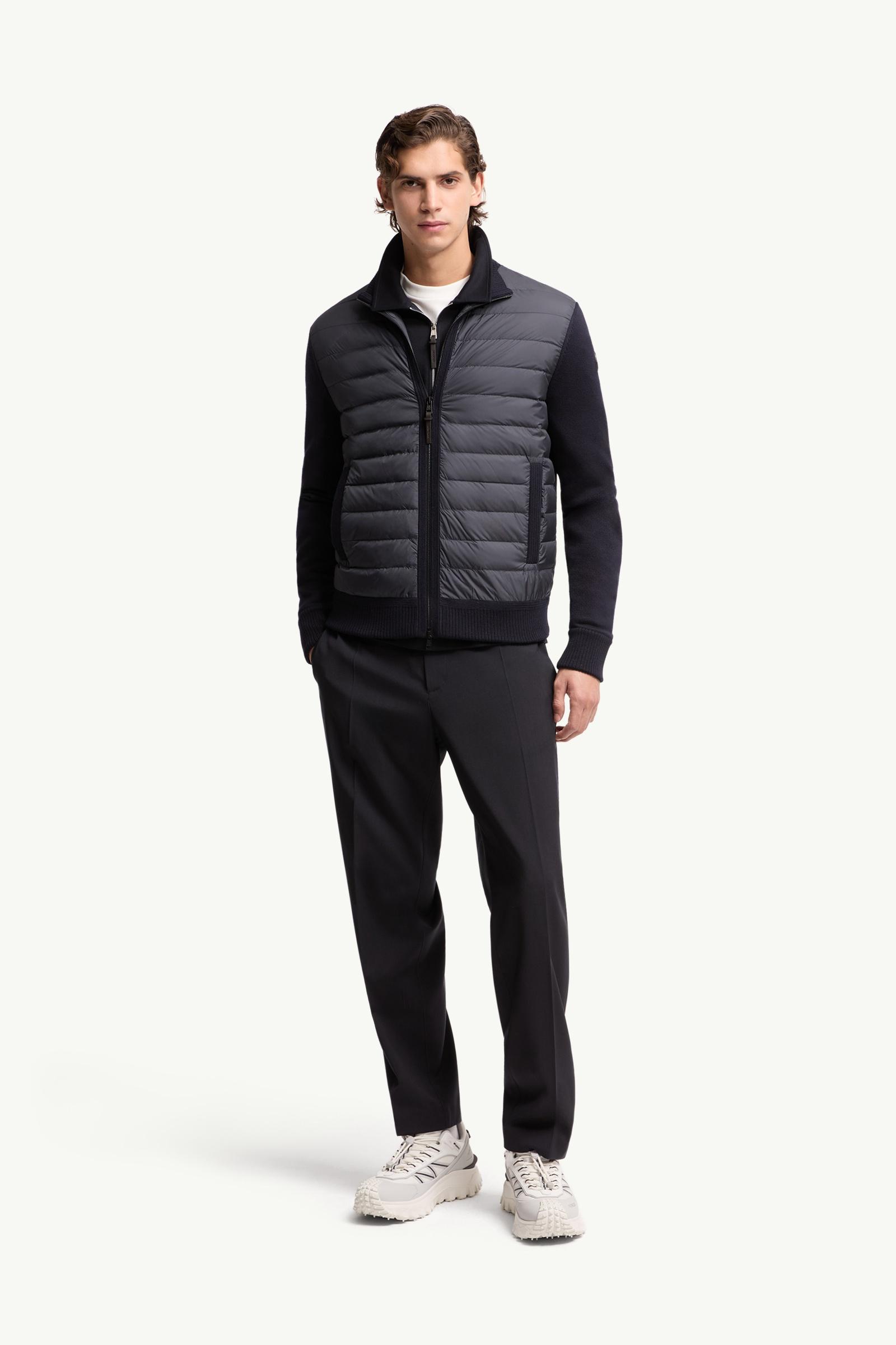 Padded Zip-Up Wool Cardigan