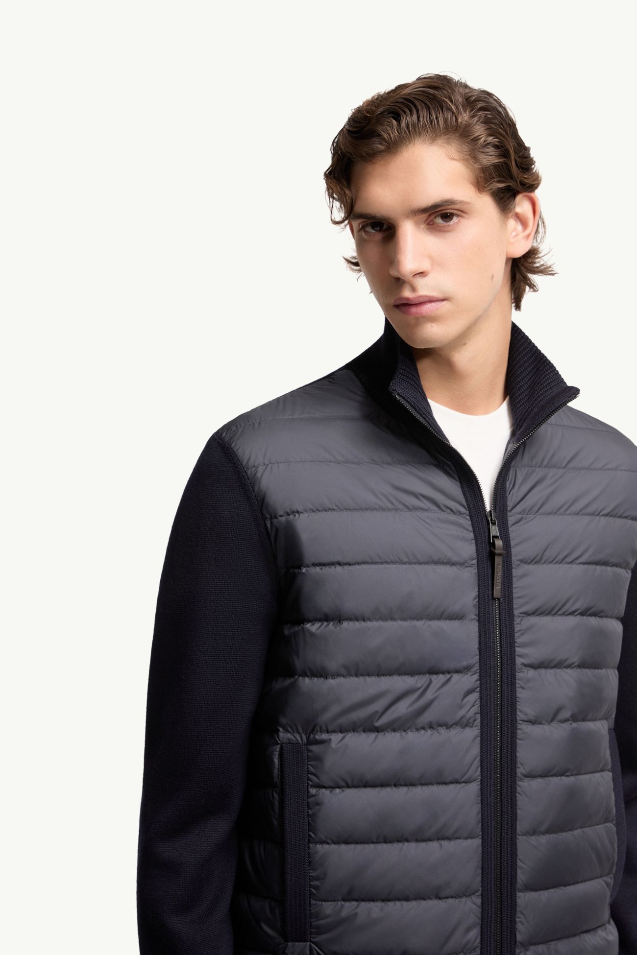 Wattierte Strickjacke aus Wolle mit Reißverschluss Herren Navyblau Moncler 5