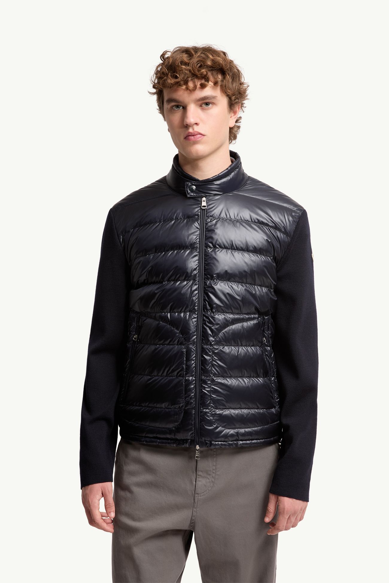 Cardigan imbottito in lana con zip Uomo Blu Moncler 3