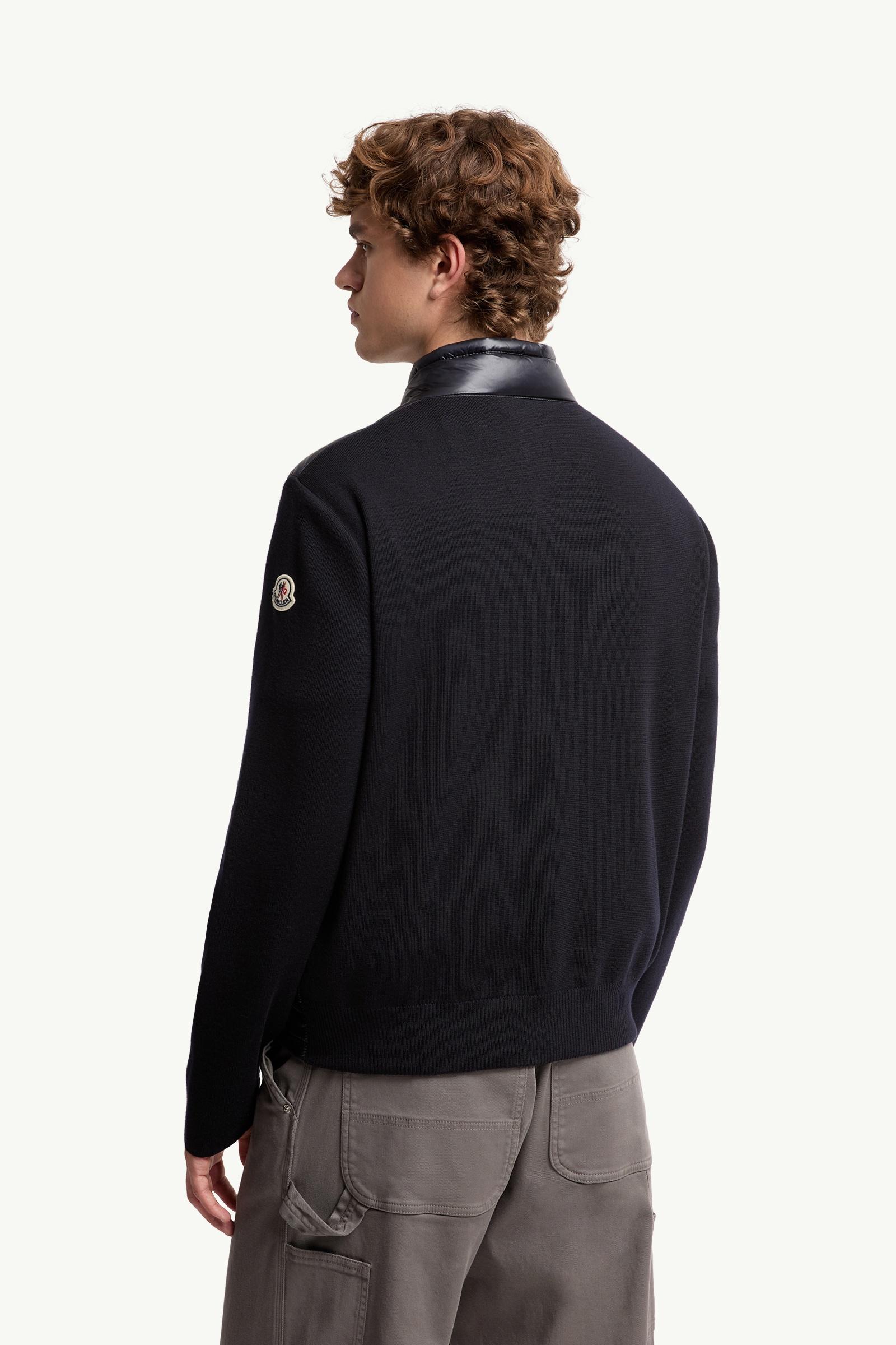 Blue Padded Wool Zip-Up Cardigan - Sweaters & Cardigans for Men