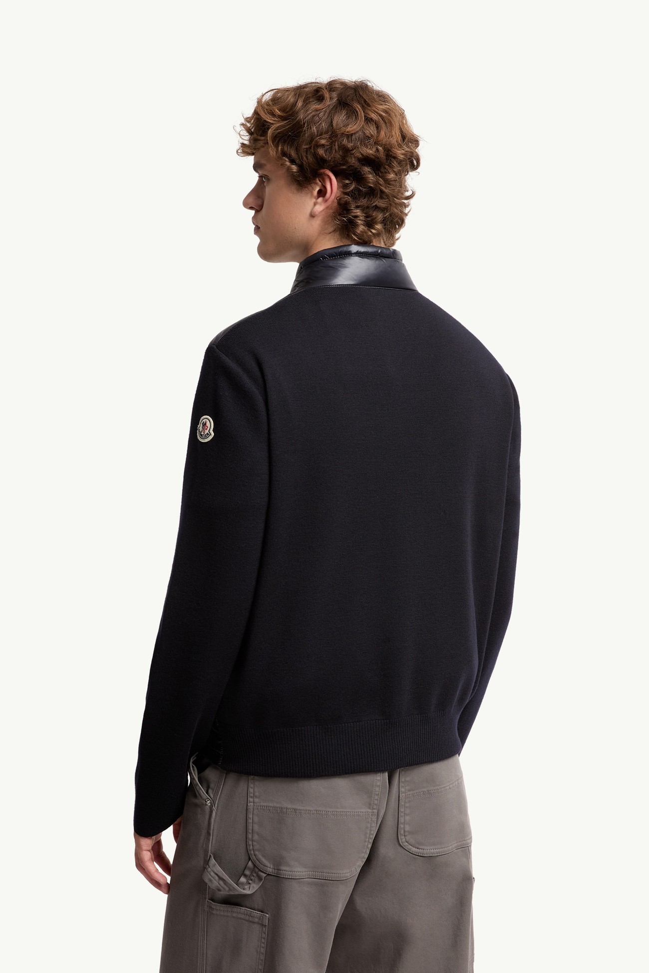 Padded Wool Zip-Up Cardigan Men Blue Moncler 4