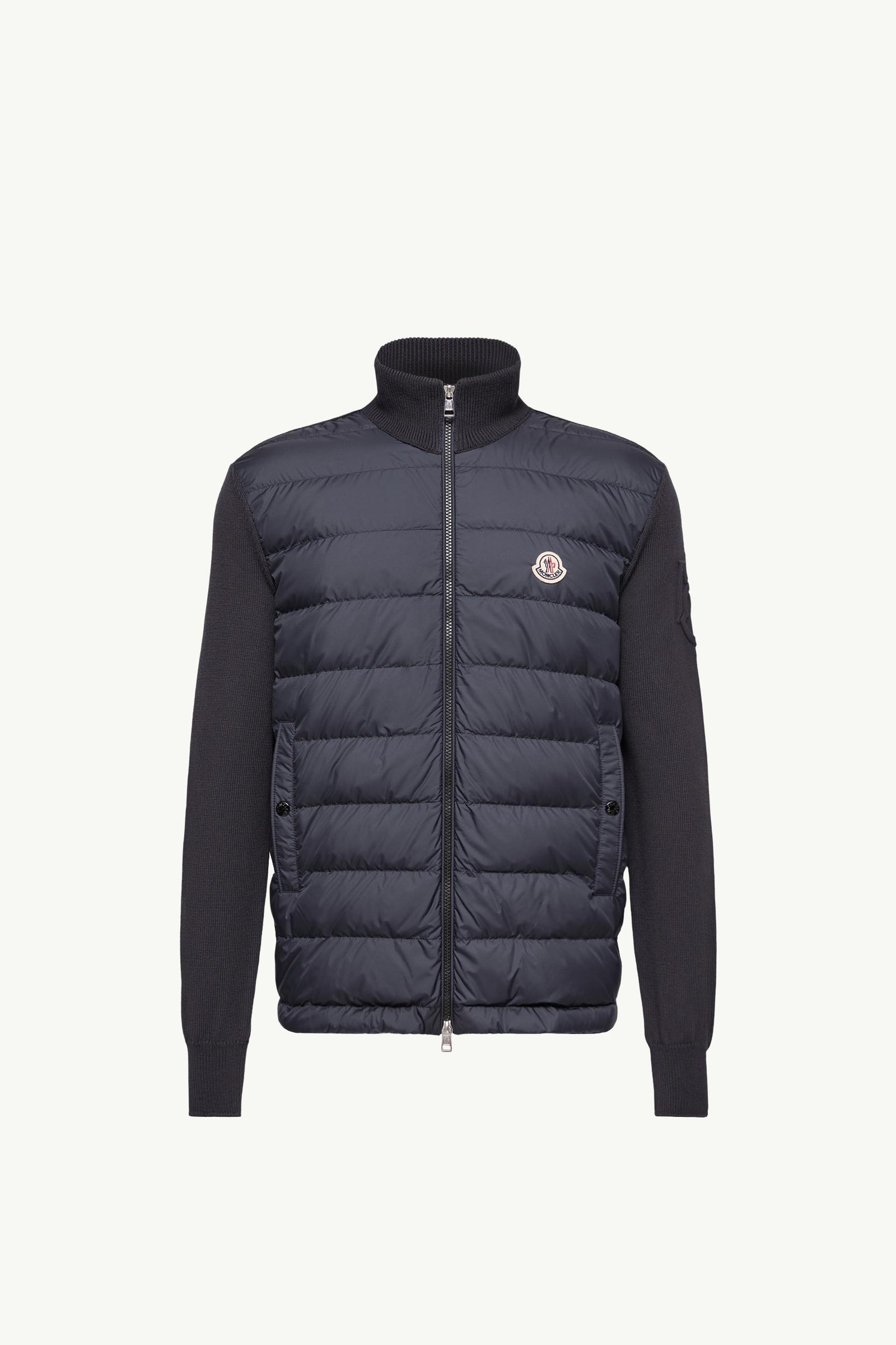 Dark Blue Padded Zip-Up Cotton Cardigan - Sweaters & Cardigans for