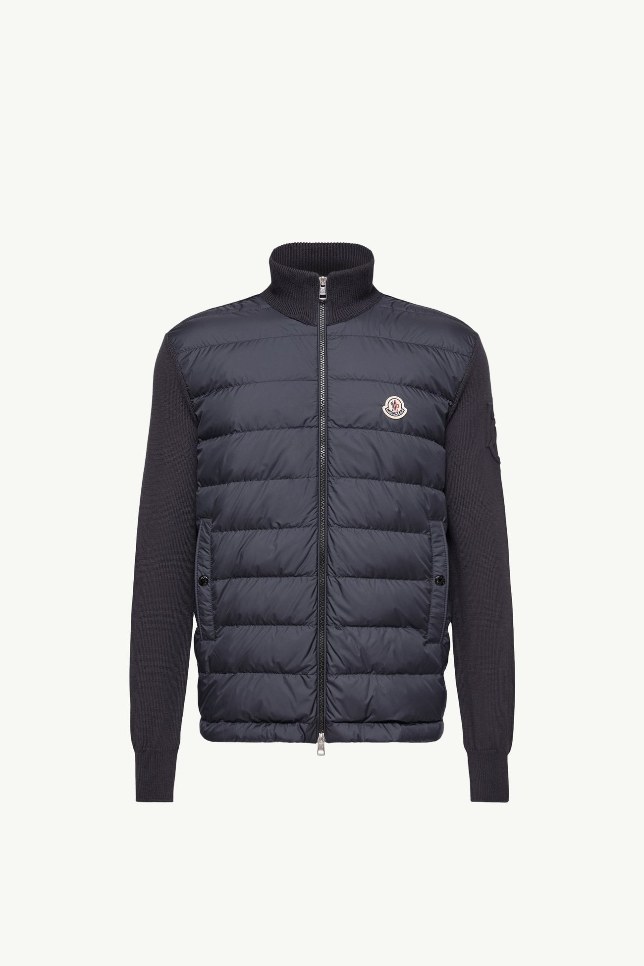 Wattierte Strickjacke aus Baumwolle mit Reißverschluss Herren Dunkelblau Moncler 2