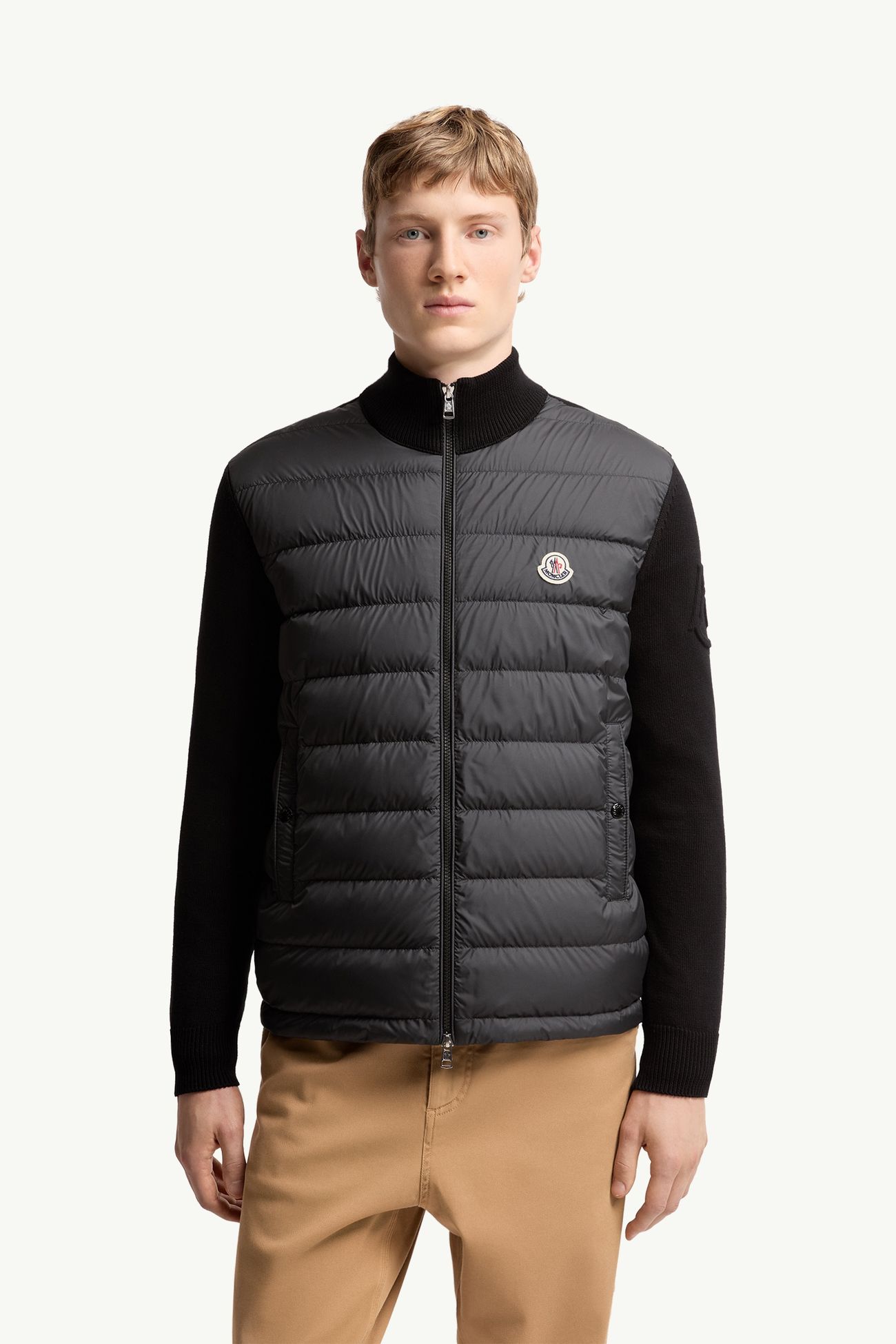Padded Zip-Up Cotton Cardigan Men Black Moncler 3