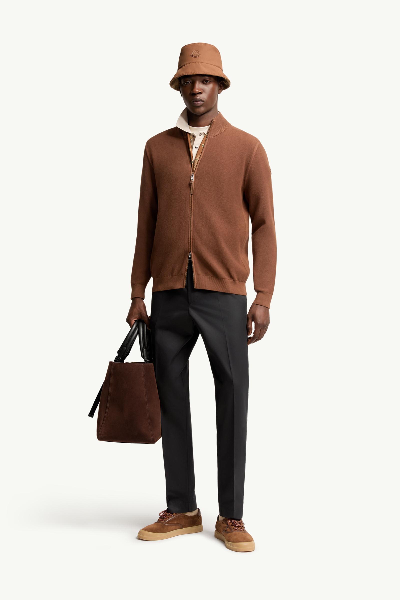 Light Brown Cotton Zip-Up Cardigan - Sweaters & Cardigans for Men