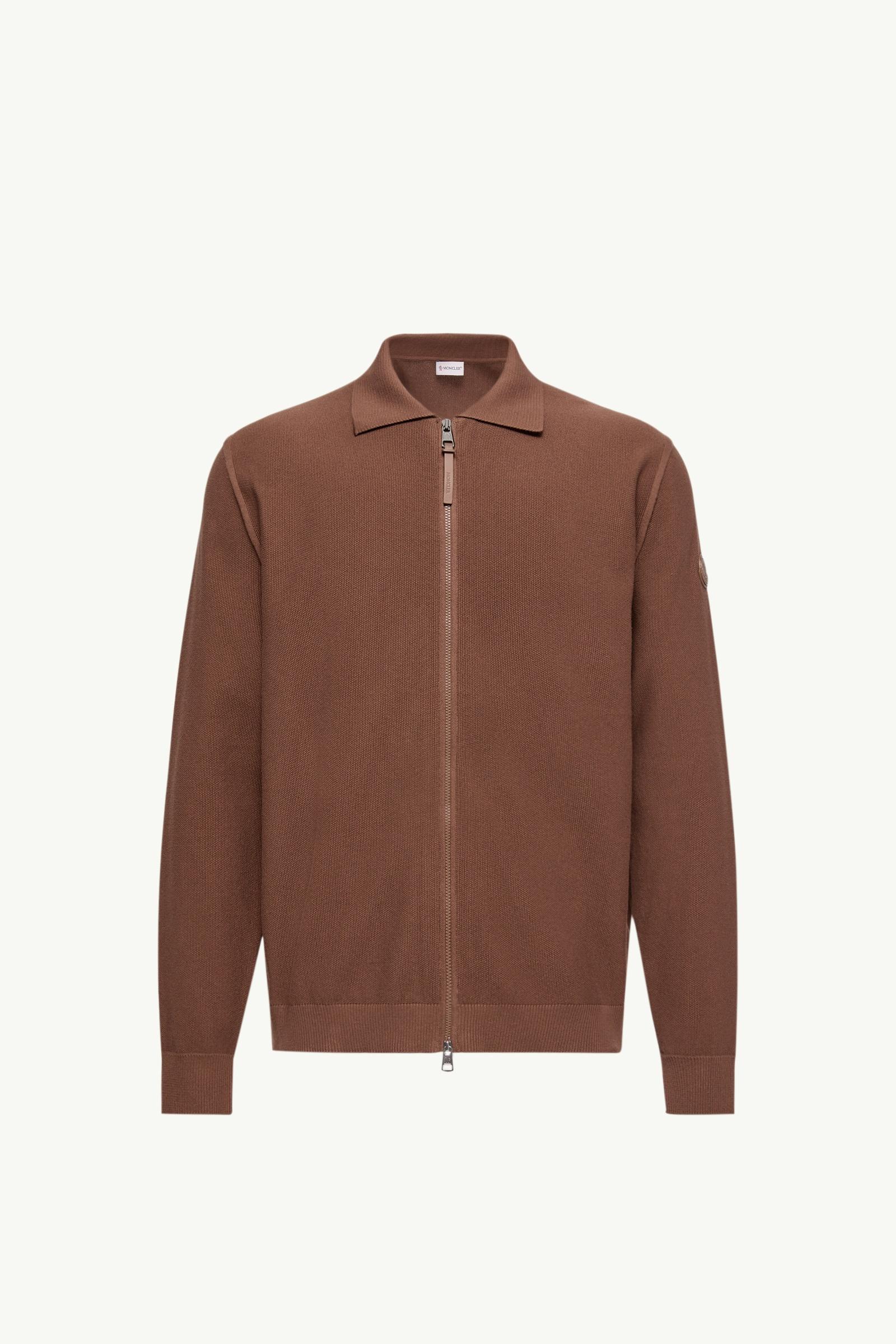 Cotton Zip-Up Cardigan Men Light Brown Moncler