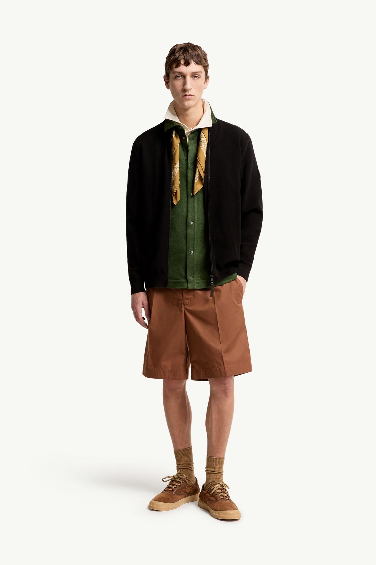 Cotton Zip-Up Cardigan Men Black Moncler 0