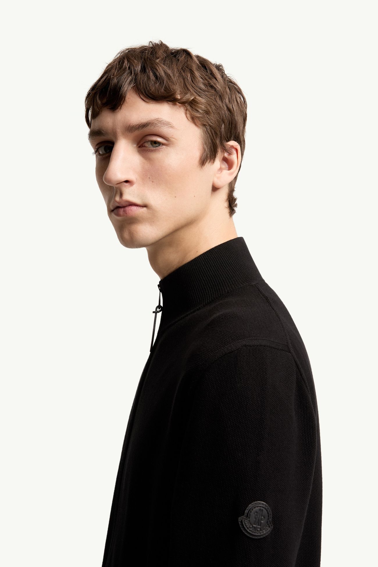 Cardigan in cotone con zip Uomo Nero Moncler 1