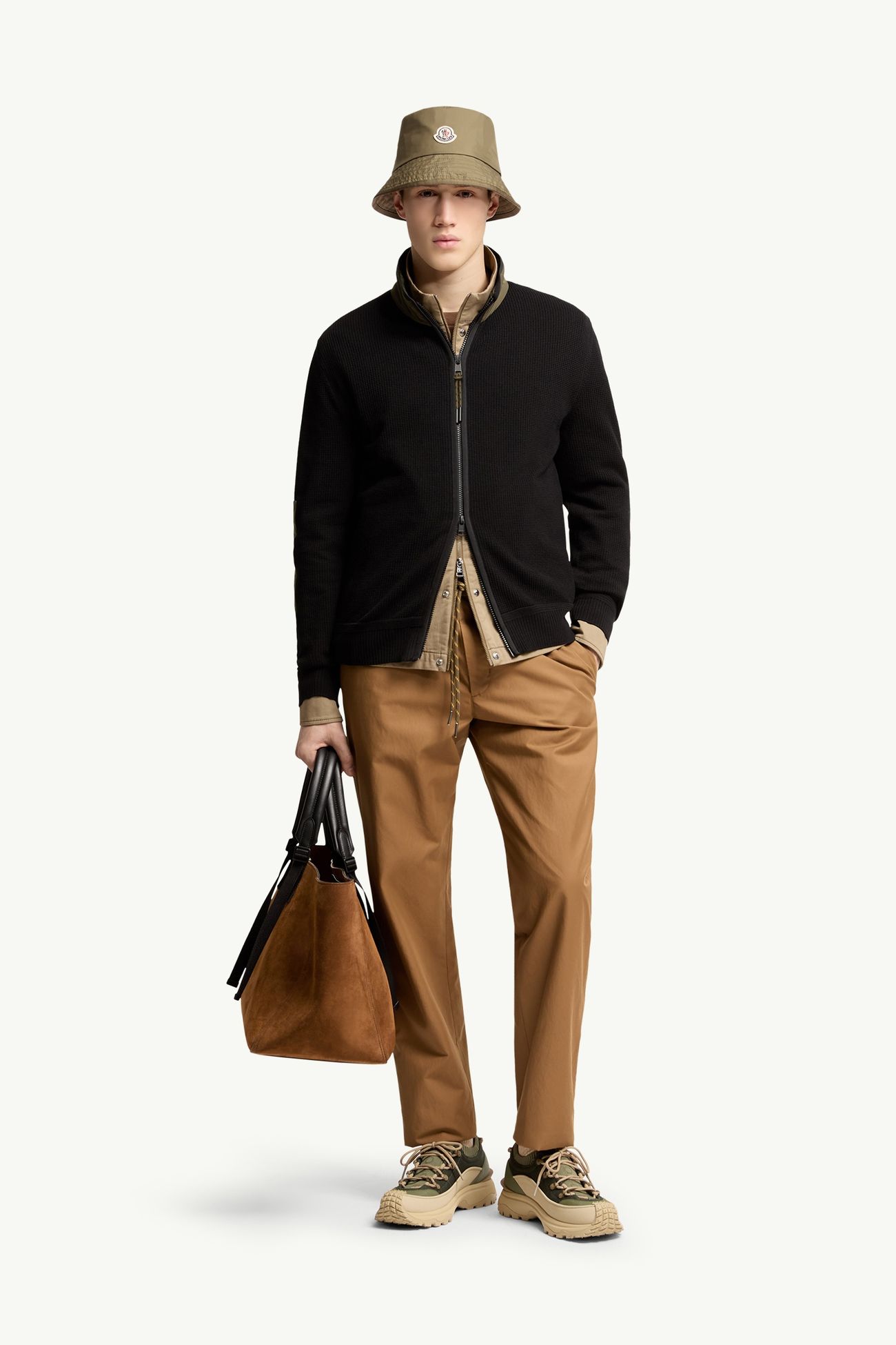 Cárdigan de algodón con cremallera Hombre Negro Moncler 0