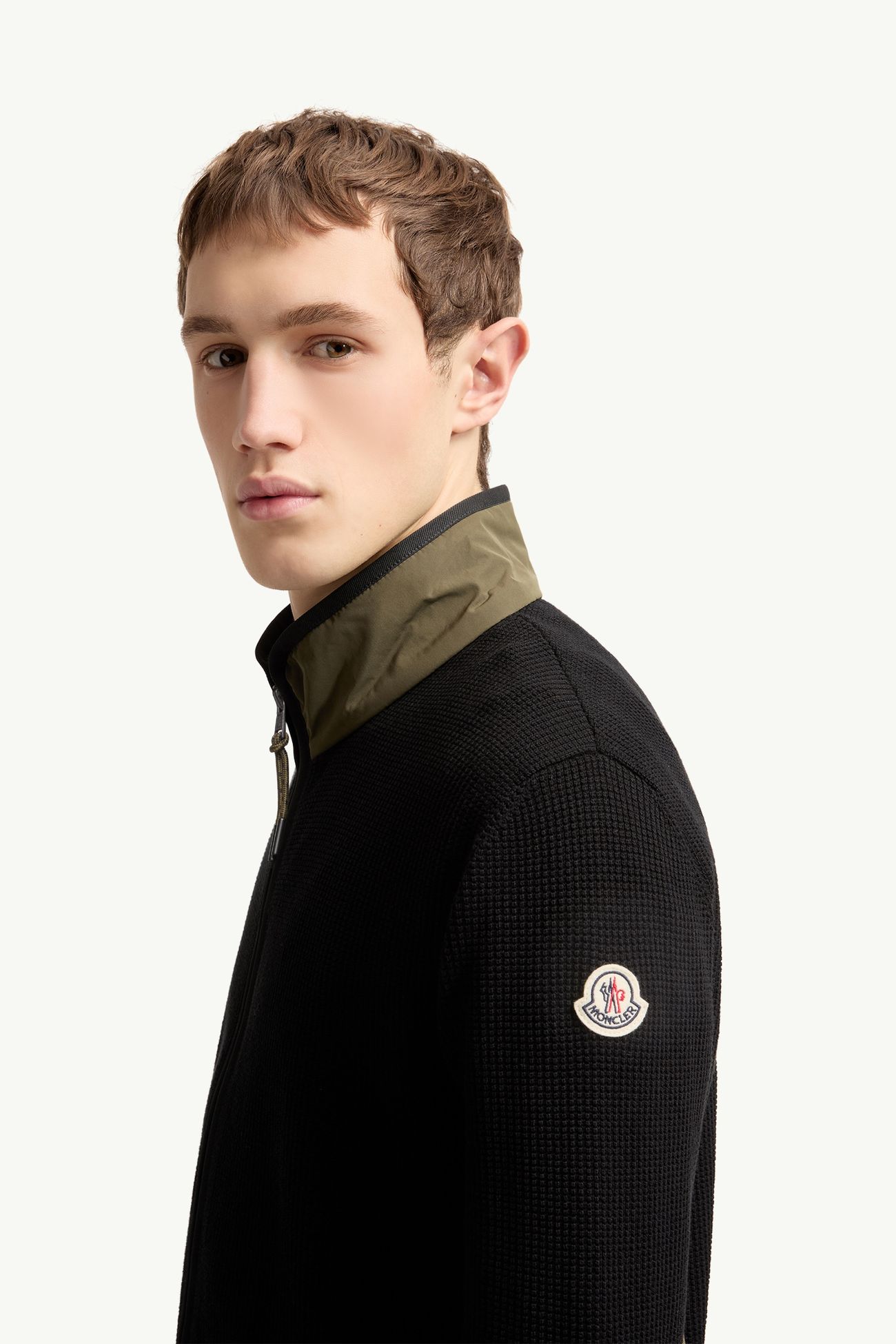 拉鏈棉質開襟毛衣 男士 黑色 Moncler 1